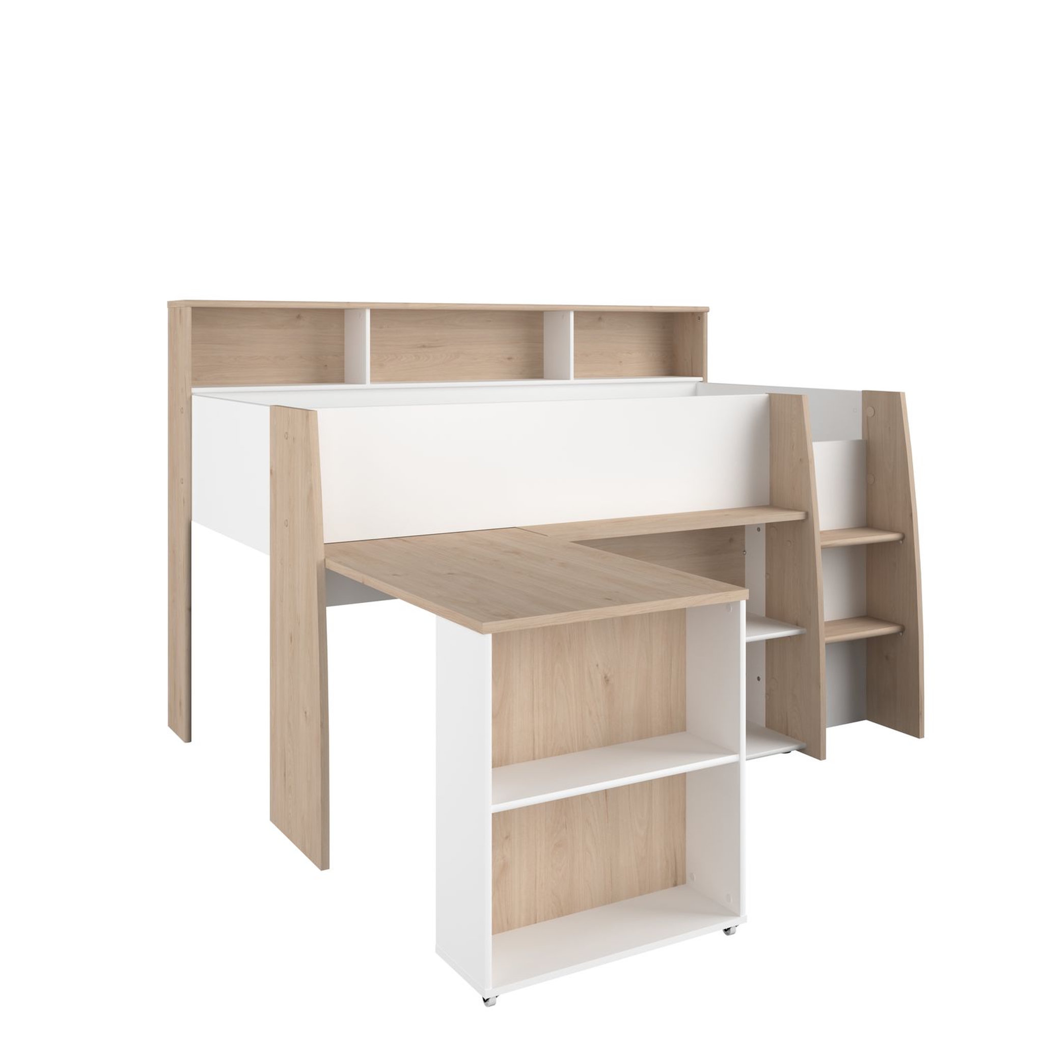 Voir la diapositive 8 : Lit combiné mi hauteur sommier inclus 90x200cm GREG