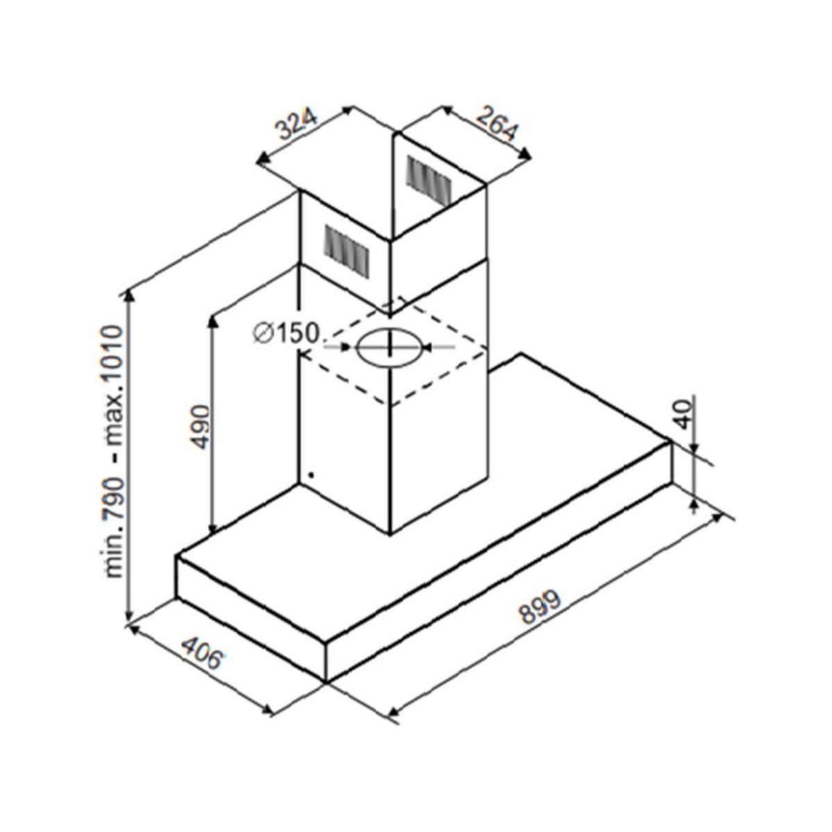 Sauter Hotte décorative murale SHB3973B VarioLed