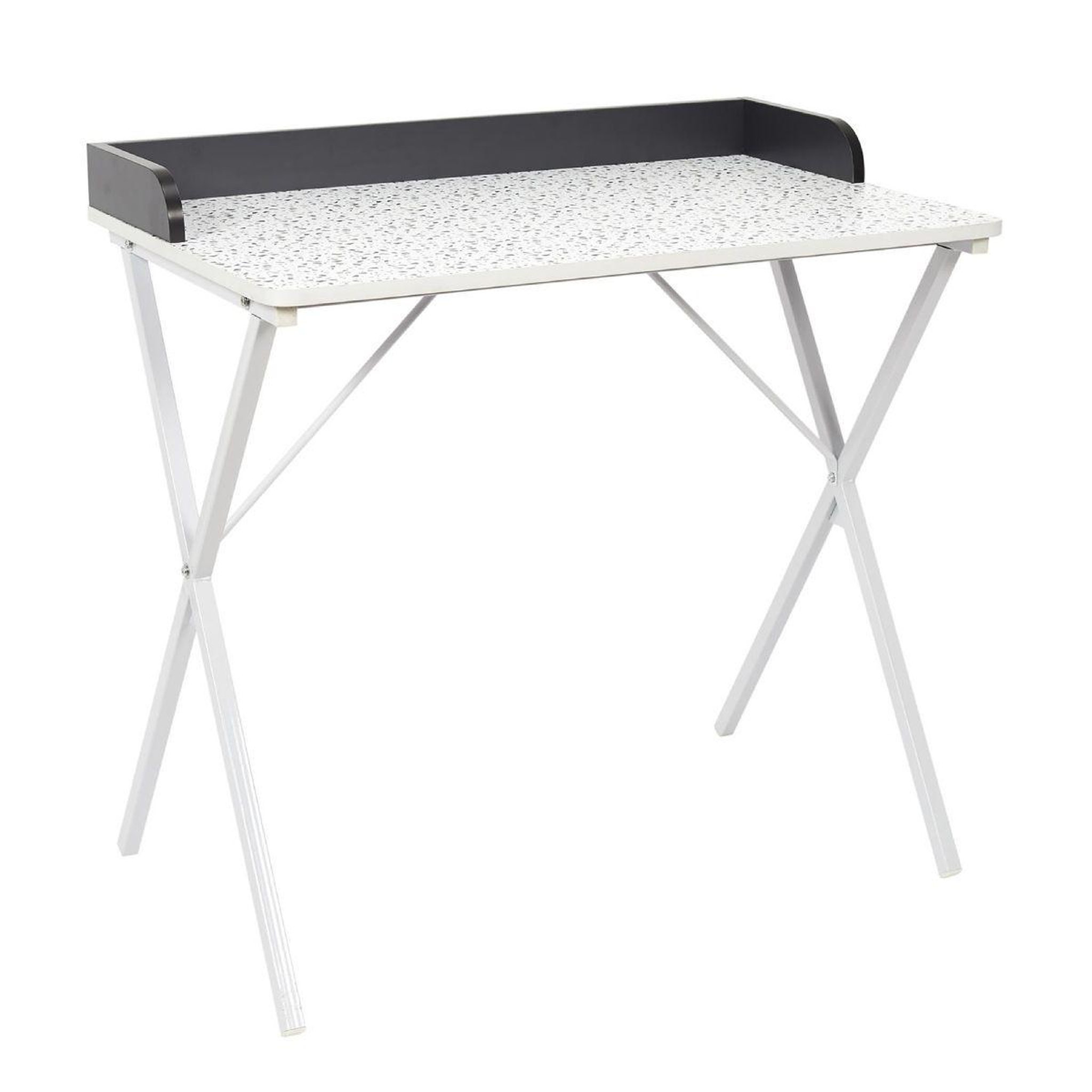 HOME DECO KIDS Bureau design effet  terrazzo  80cm blanc & gris