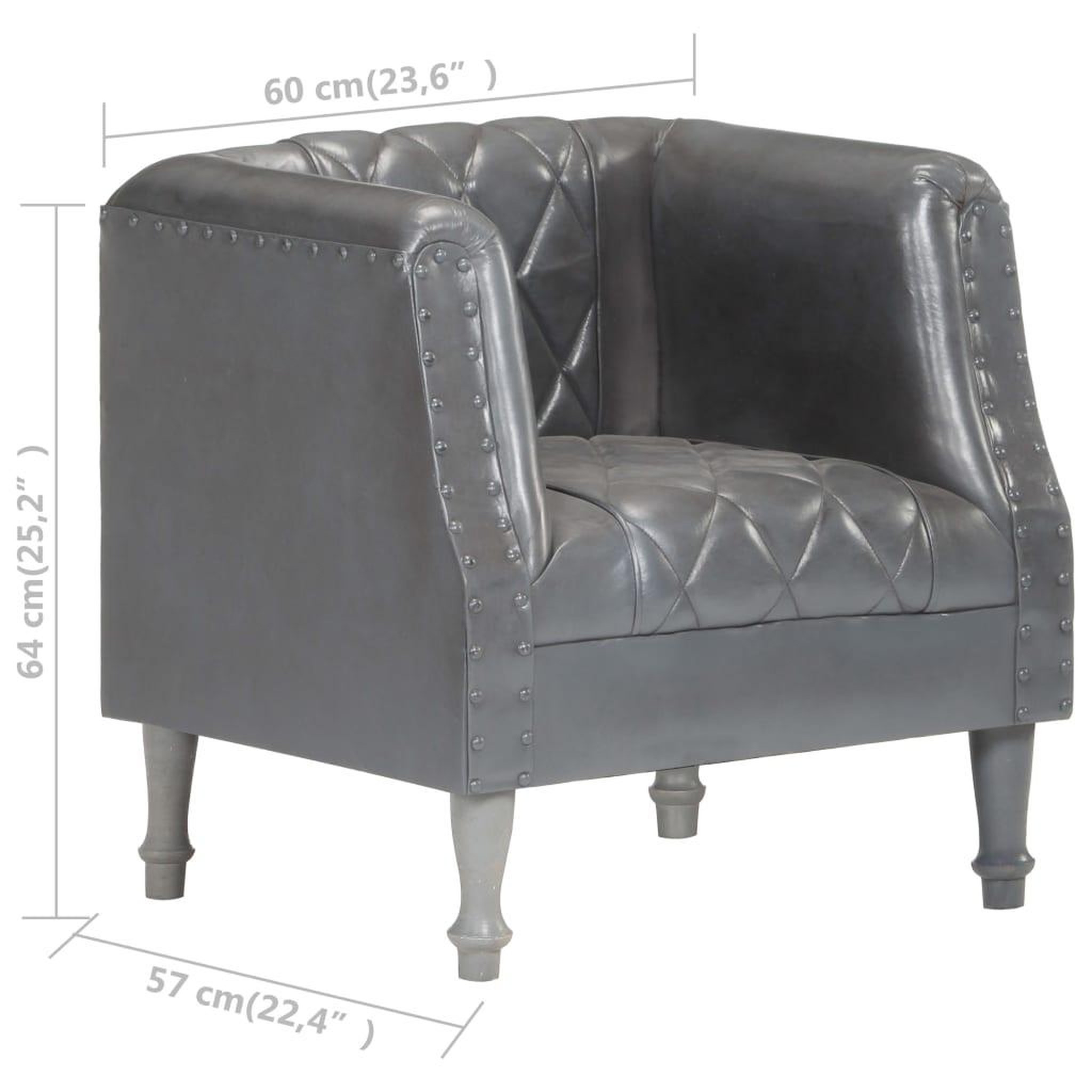 Voir la diapositive 6 : VIDAXL Chaise cabriolet Gris Cuir veritable de chevre