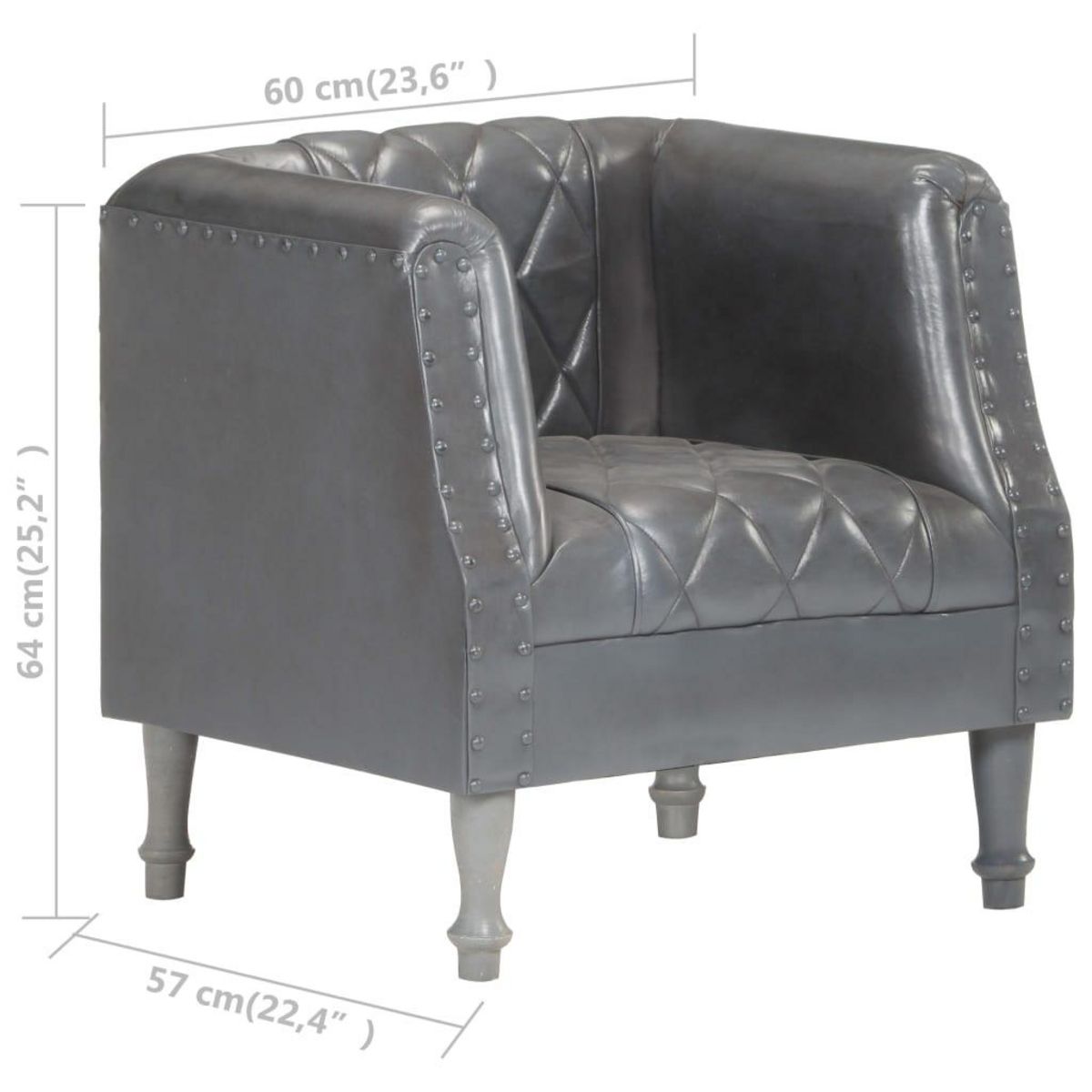 VIDAXL Chaise cabriolet Gris Cuir veritable de chevre