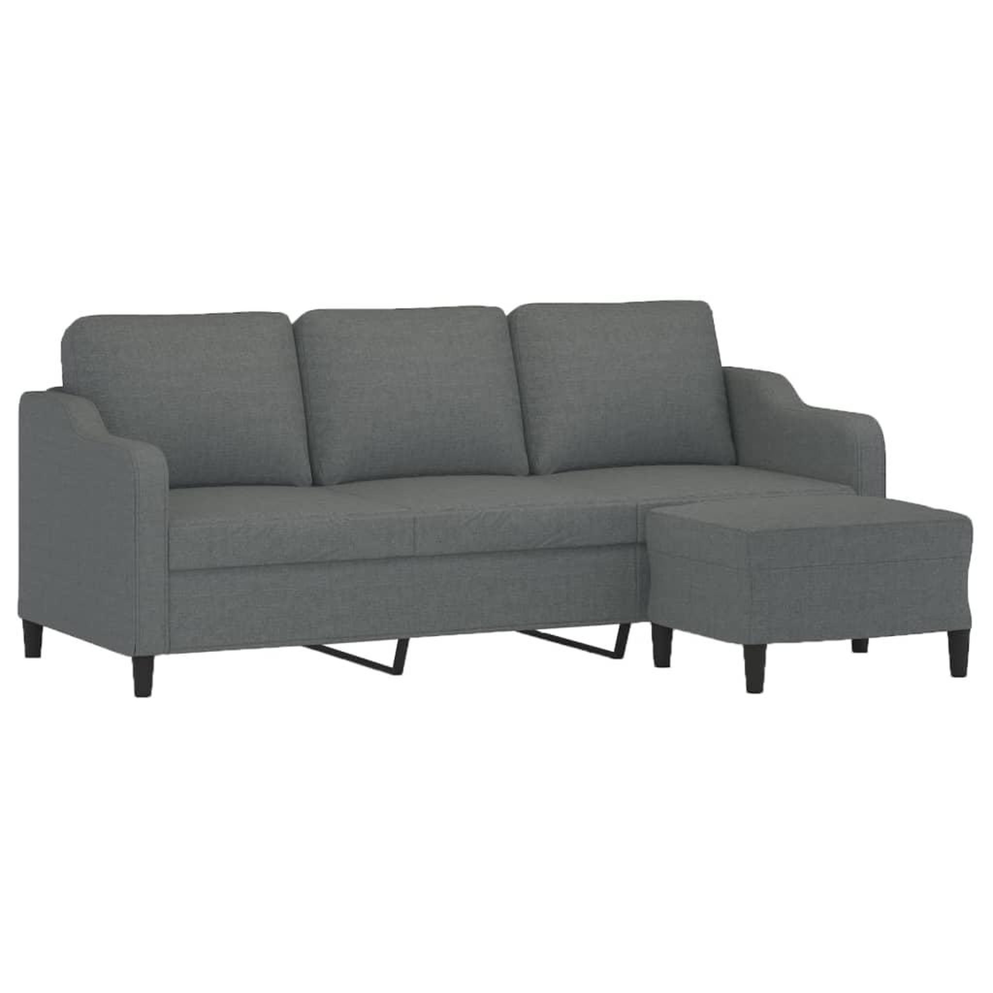 Voir la diapositive 3 : VIDAXL Canape a 3 places avec repose-pieds Gris fonce 180 cm Tissu