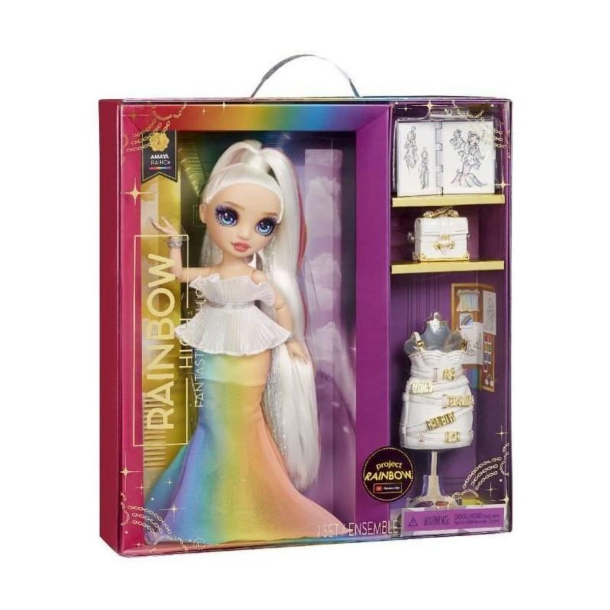 Rainbow Rainbow High Tentpole PR Theme Doll - RAINBOW - 1 robe de Gala et 1 tenue decontractée + accessoires et carnet de croquis