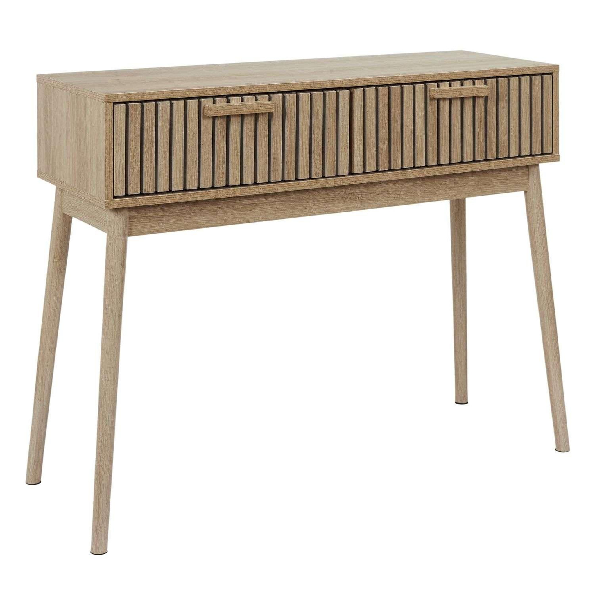 Voir la diapositive 2 : The Home Deco Factory Console 2 tiroirs saulk en bois - marron