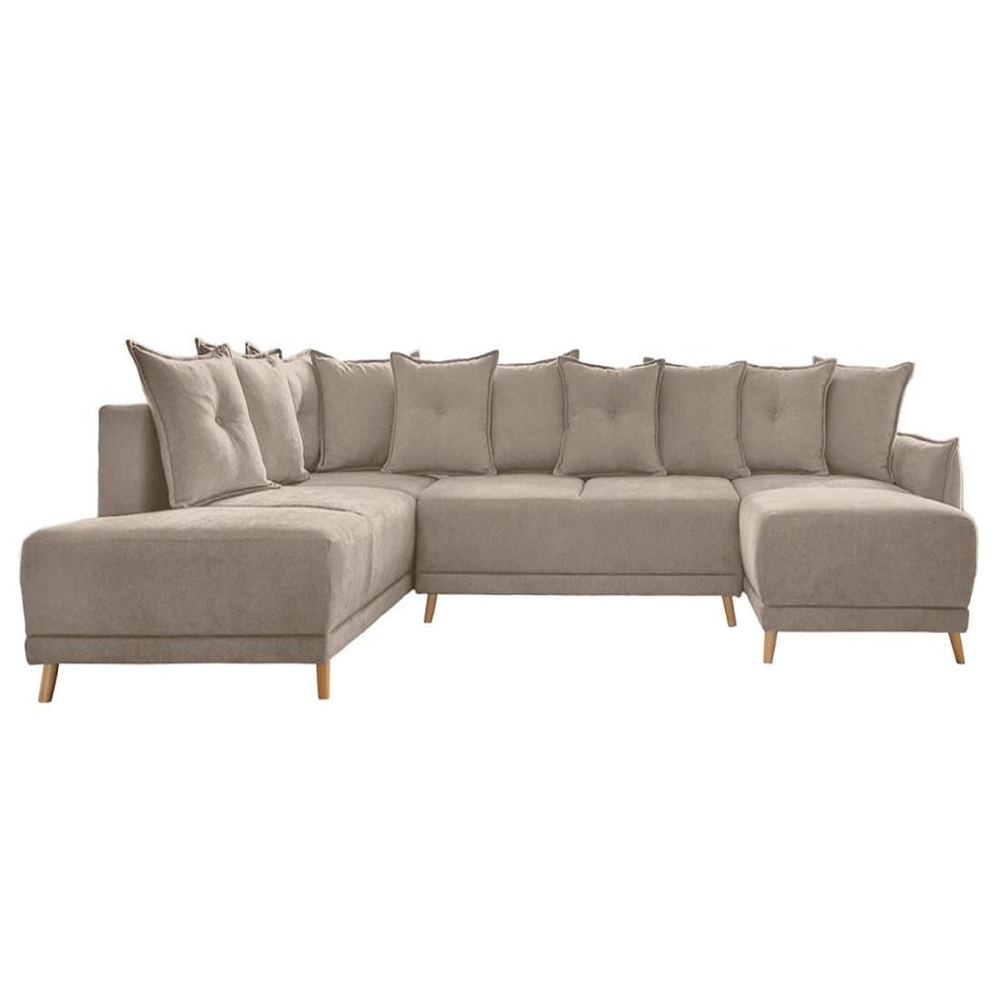 Voir la diapositive 1 : BEST MOBILIER Lena - canapé d'angle panoramique convertible - avec coffre - 7 places - gauche