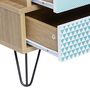 Voir la diapositive 4 : VS VENTA-STOCK Table Chevet Buda 4 Tiroirs, Couleur chêne, Jambes en métal en Noir