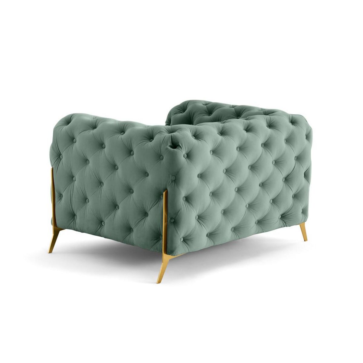 LISA DESIGN Camden - fauteuil chesterfield en velours - pieds en métal doré