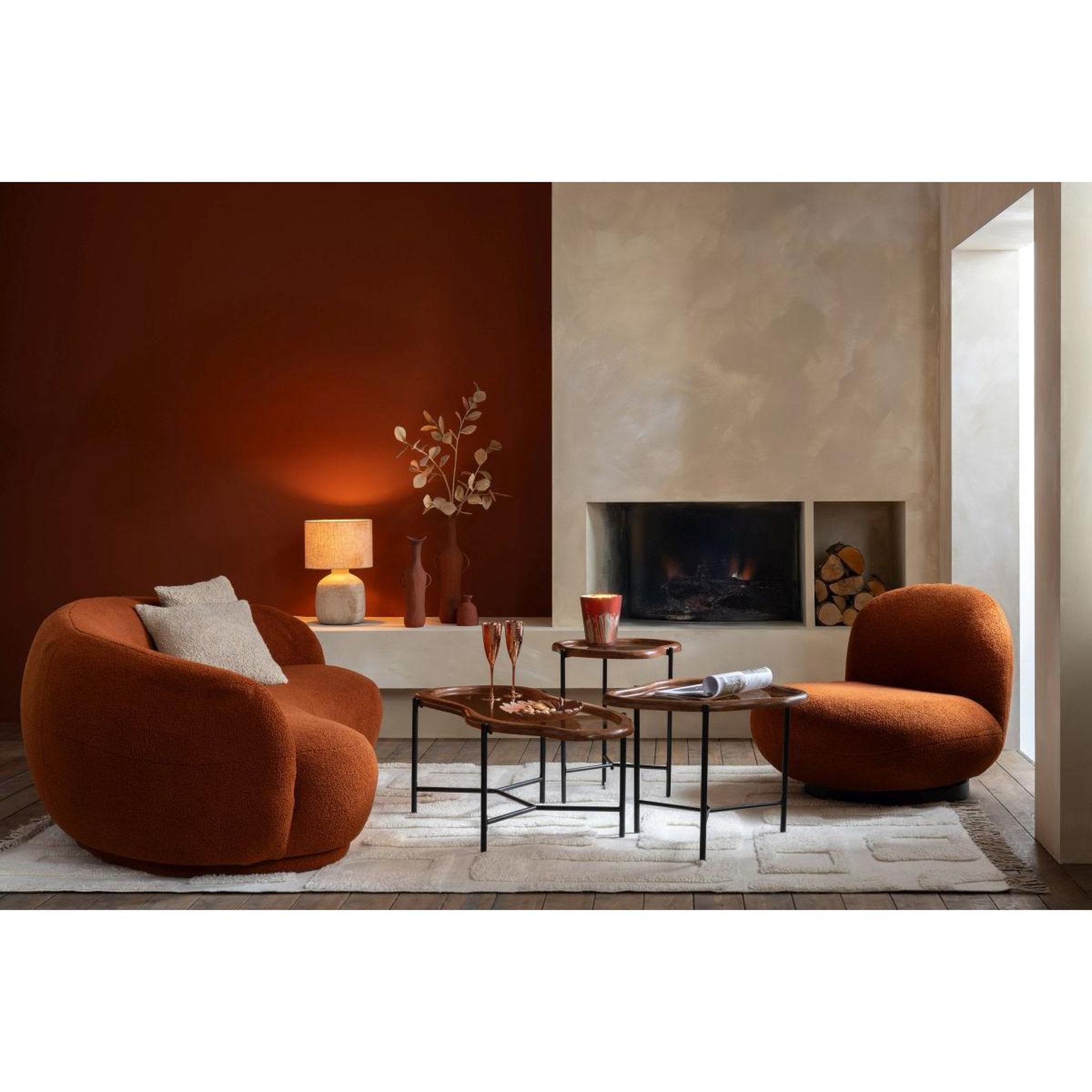 Voir la diapositive 4 : J-LINE Tapis déco en laine  lignes abstraites  200x300cm écru