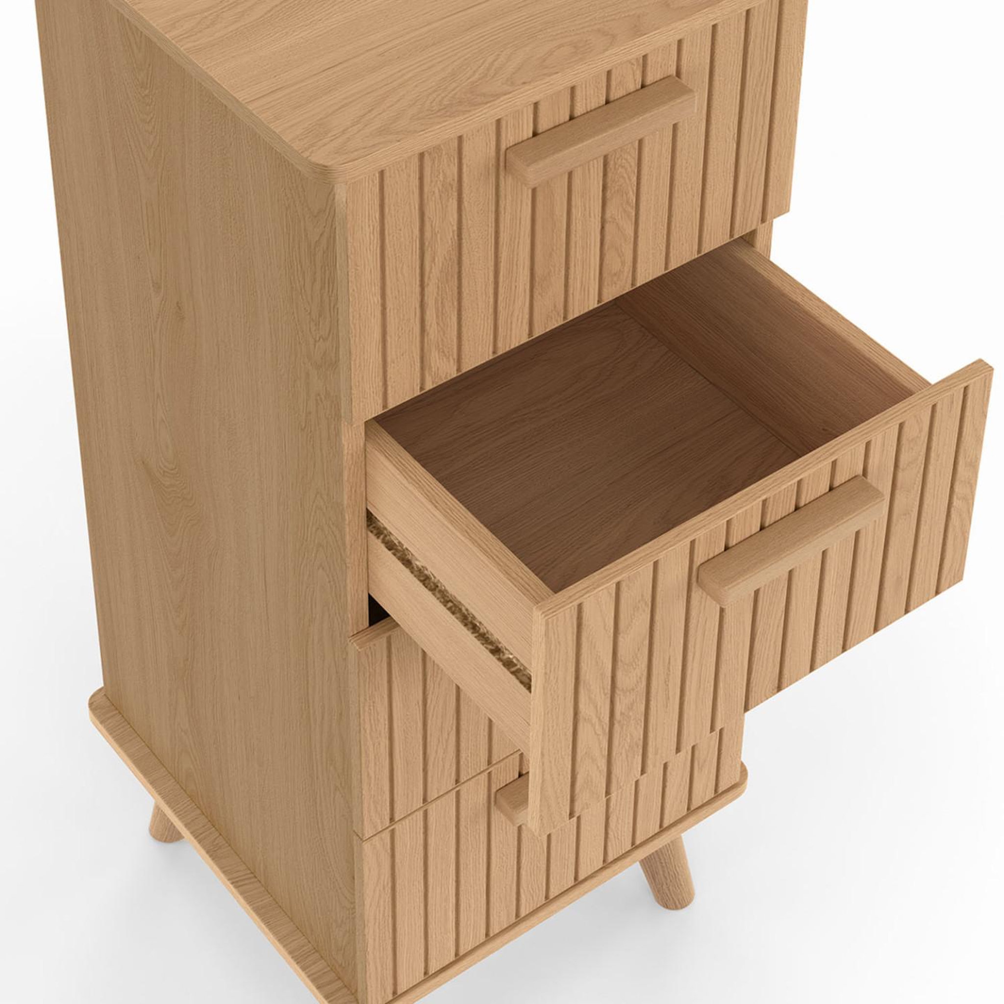 Voir la diapositive 6 : ID MARKET Meuble d'appoint 4 tiroirs juliette 30x30x80 cm chiffonnier pour entrée salle de bain effet lattes tasseau bois