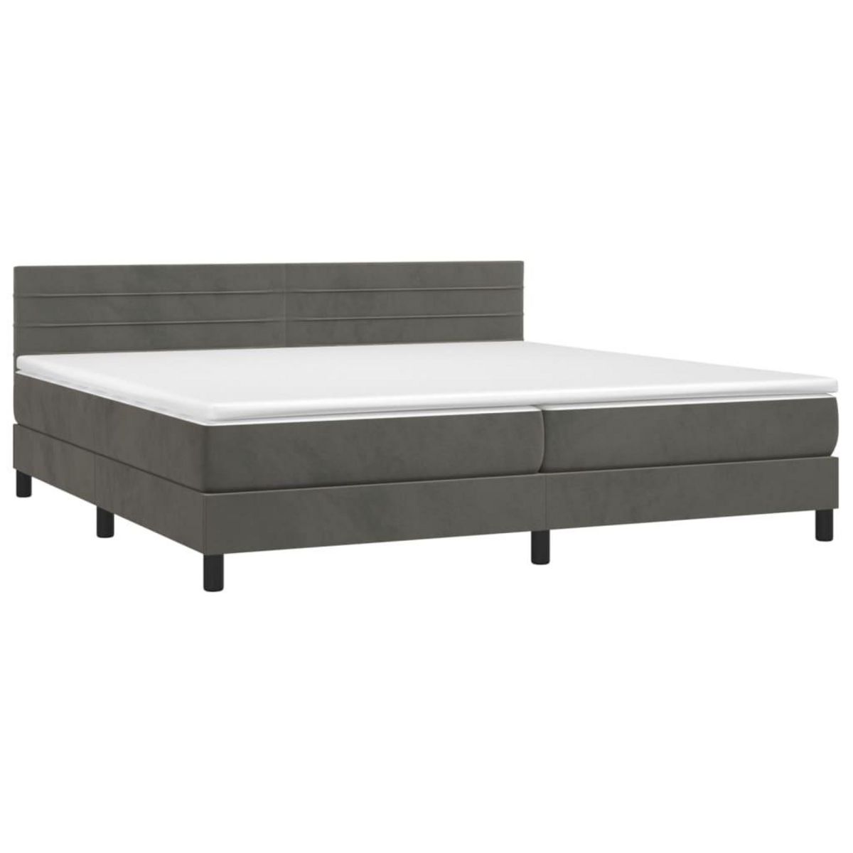 VIDAXL Sommier a lattes de lit et matelas Gris fonce 200x200cm Velours