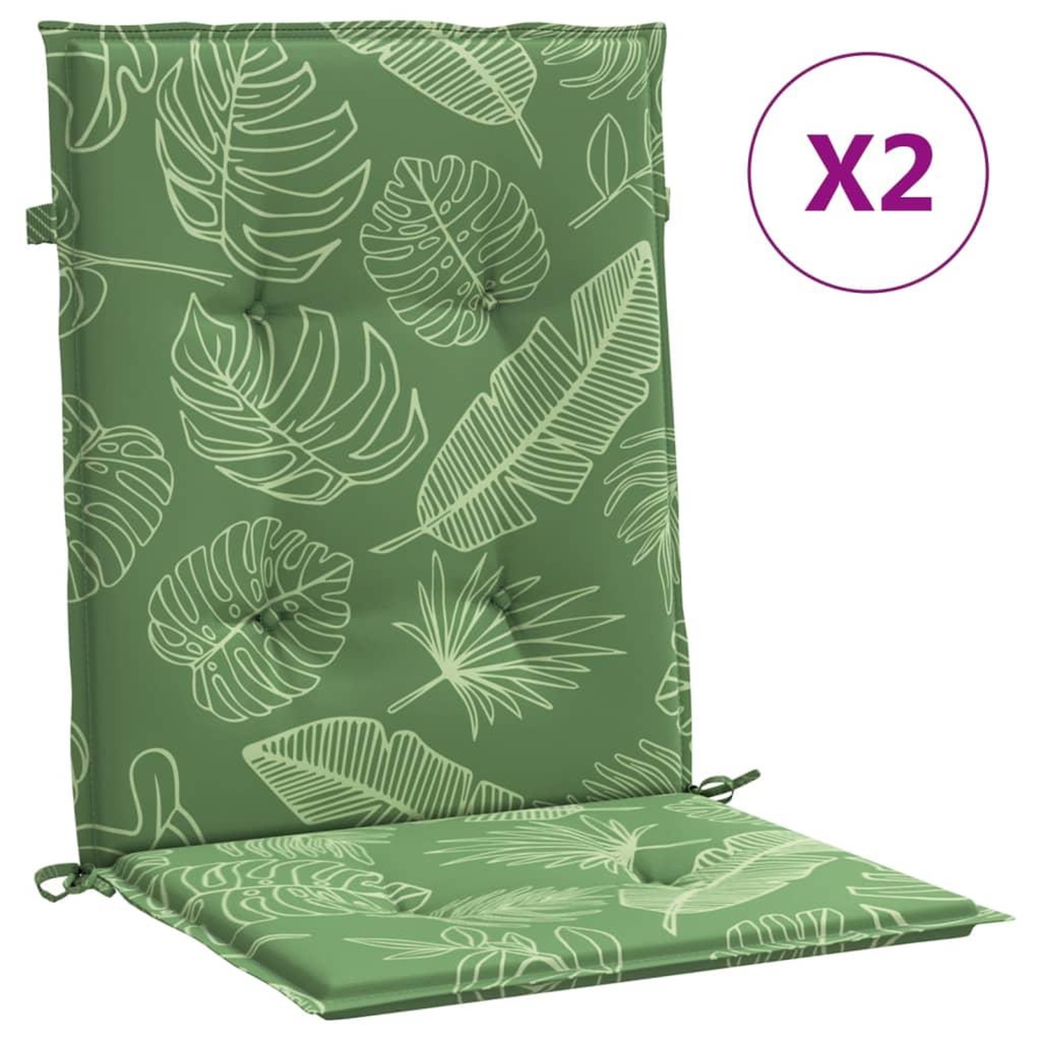 Voir la diapositive 2 : VIDAXL Coussins de chaise a dossier bas lot de 2 modele de feuille