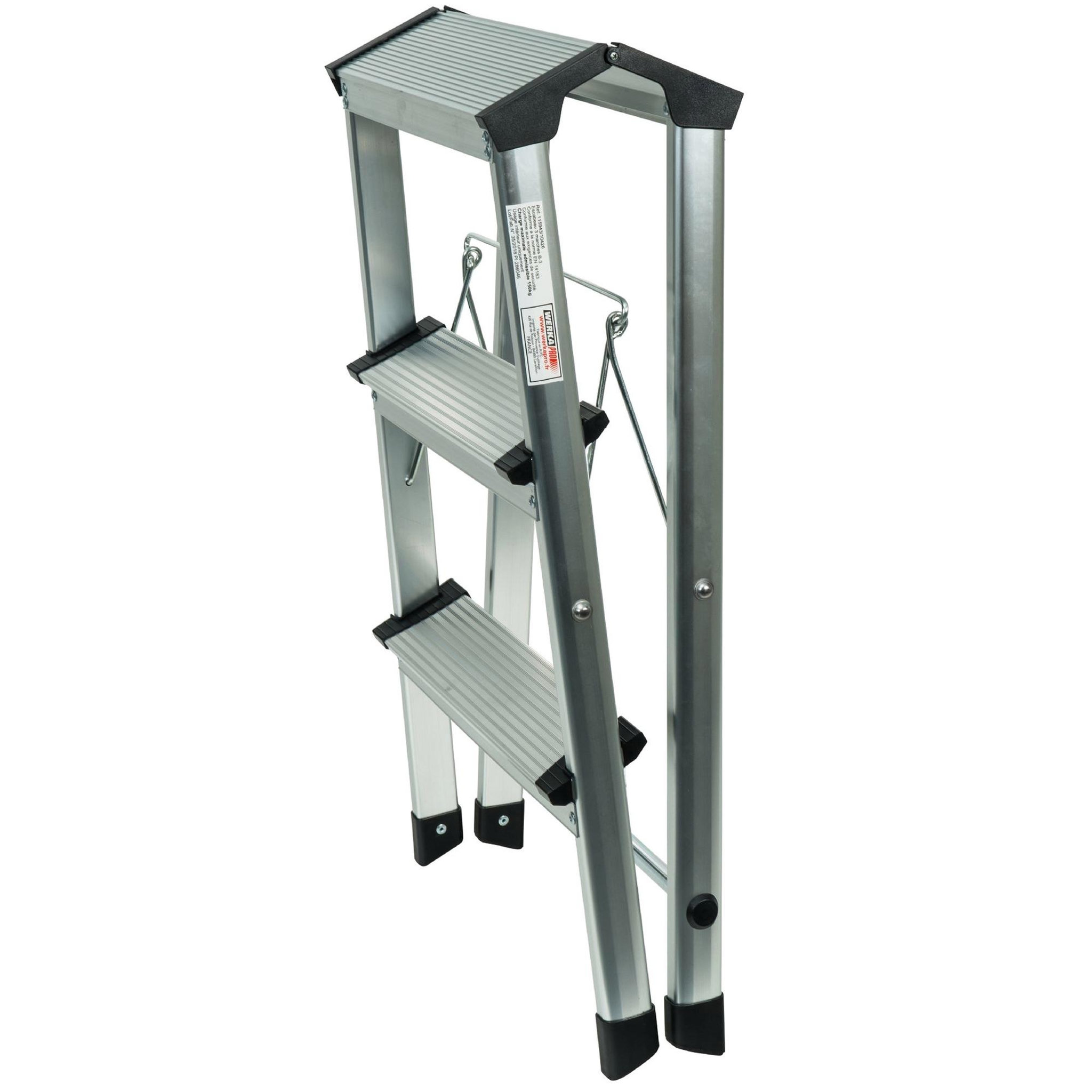 Voir la diapositive 4 : WERKAPRO Marchepied pliable en aluminium 3 marches werka pro