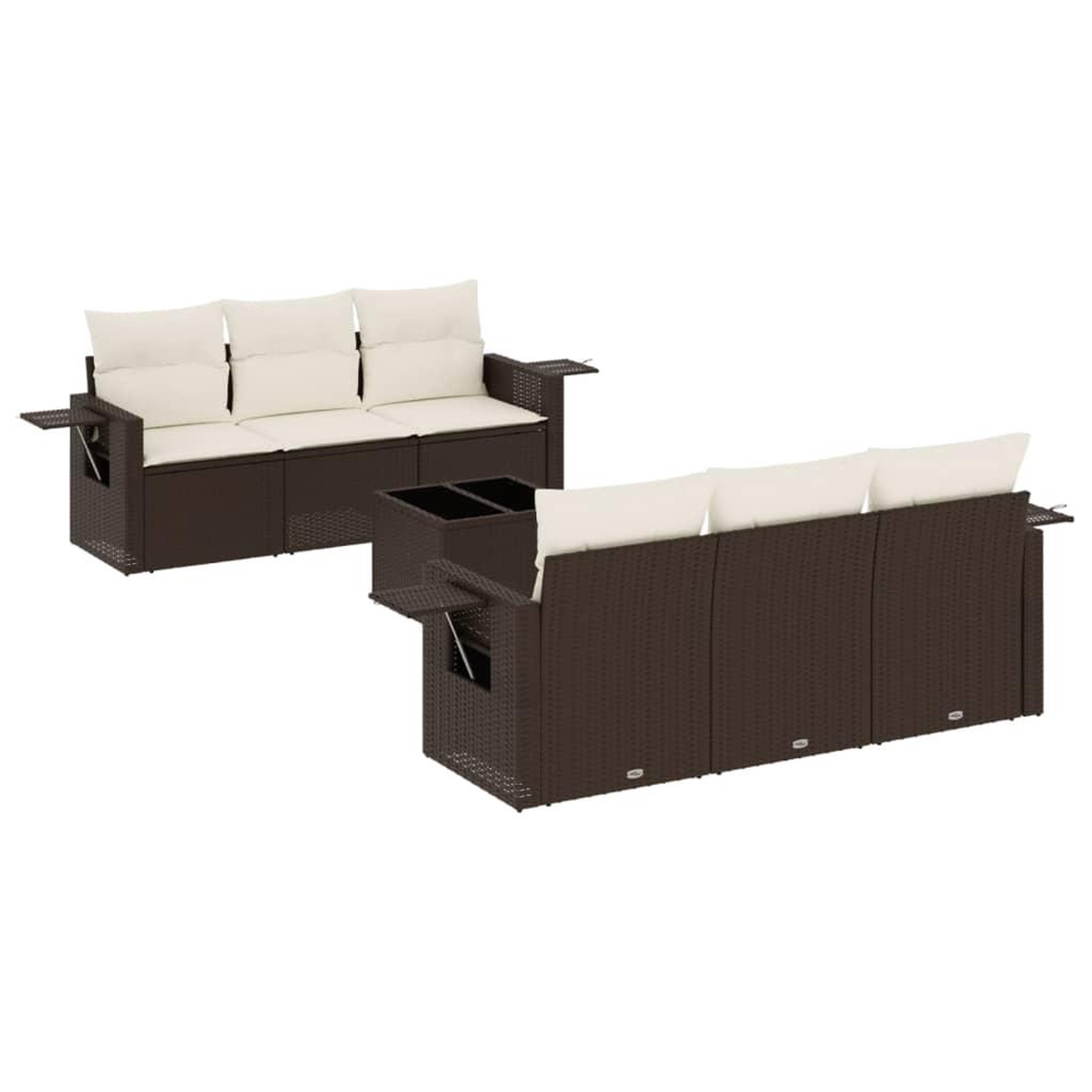 Voir la diapositive 2 : VIDAXL Salon de jardin avec coussins 7 pcs marron resine tressee