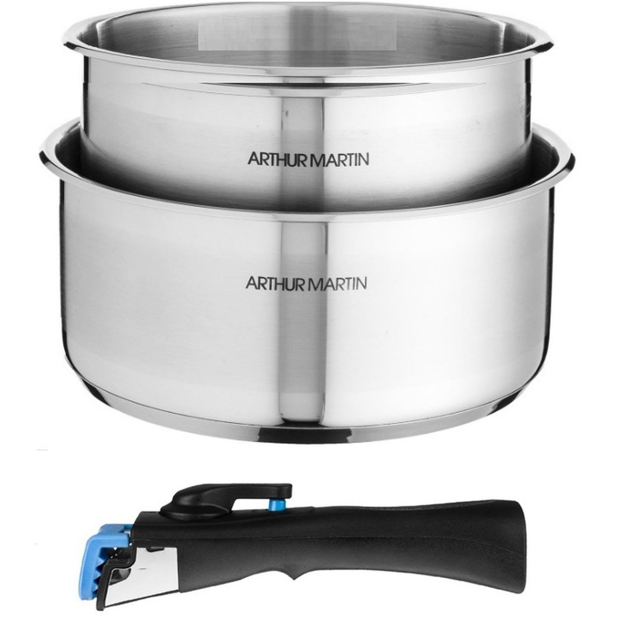 Arthur Martin Lot de 2 casseroles induction inox amovible 16 et 20 cm
