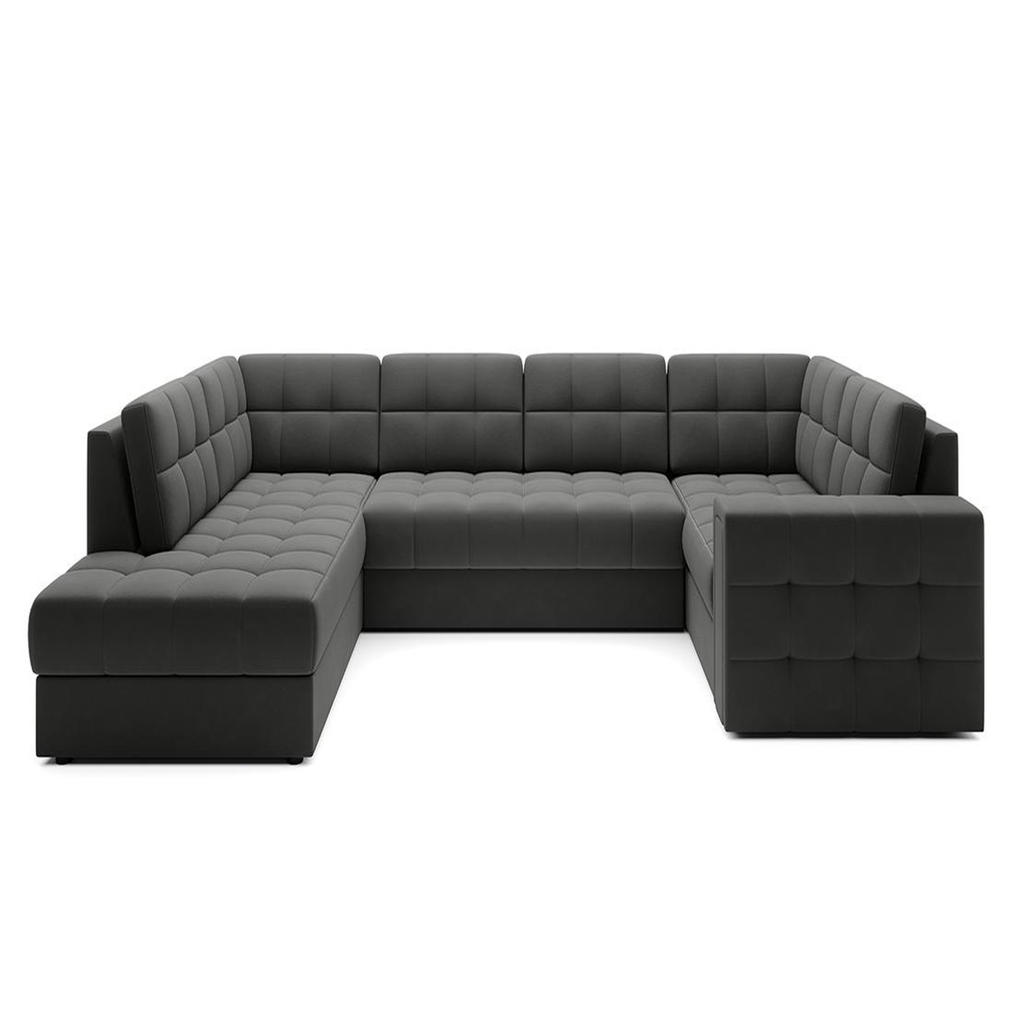 Voir la diapositive 5 : BEST MOBILIER Nappa - canapé panoramique d'angle droit 7 places convertible avec coffre en velours
