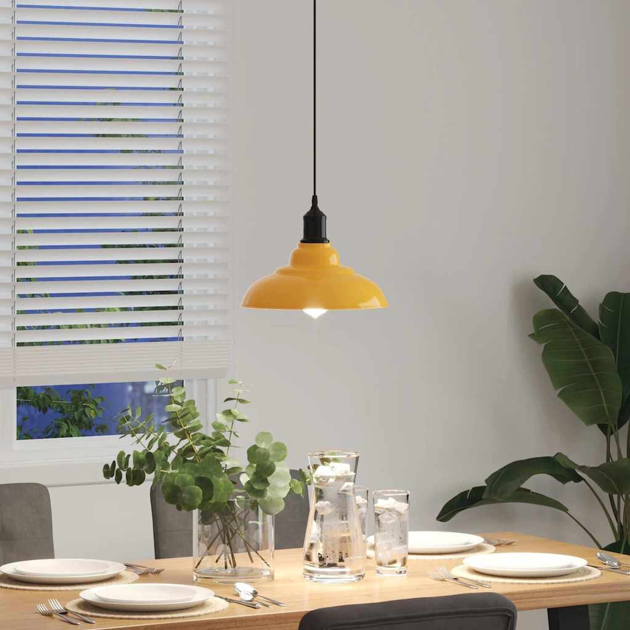 Voir la diapositive 4 : VIDAXL Lampe suspendue reglable hauteur E27 jaune brillant Ø31cm metal