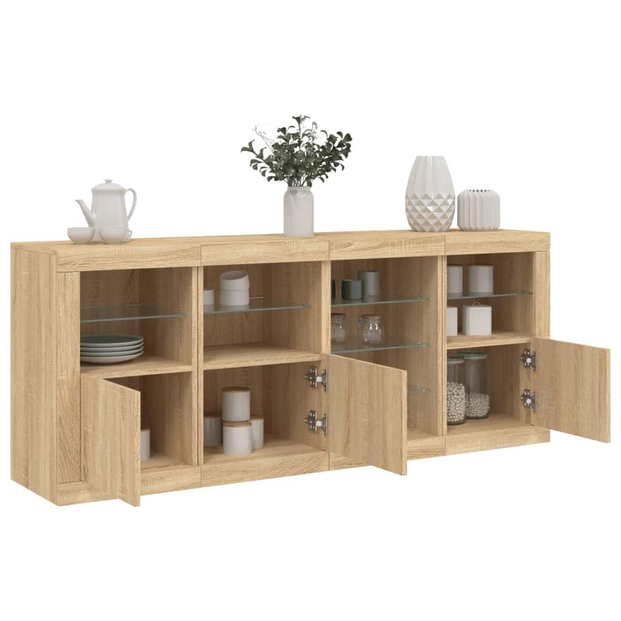 VIDAXL Buffet avec lumieres LED chene sonoma 164x37x67 cm