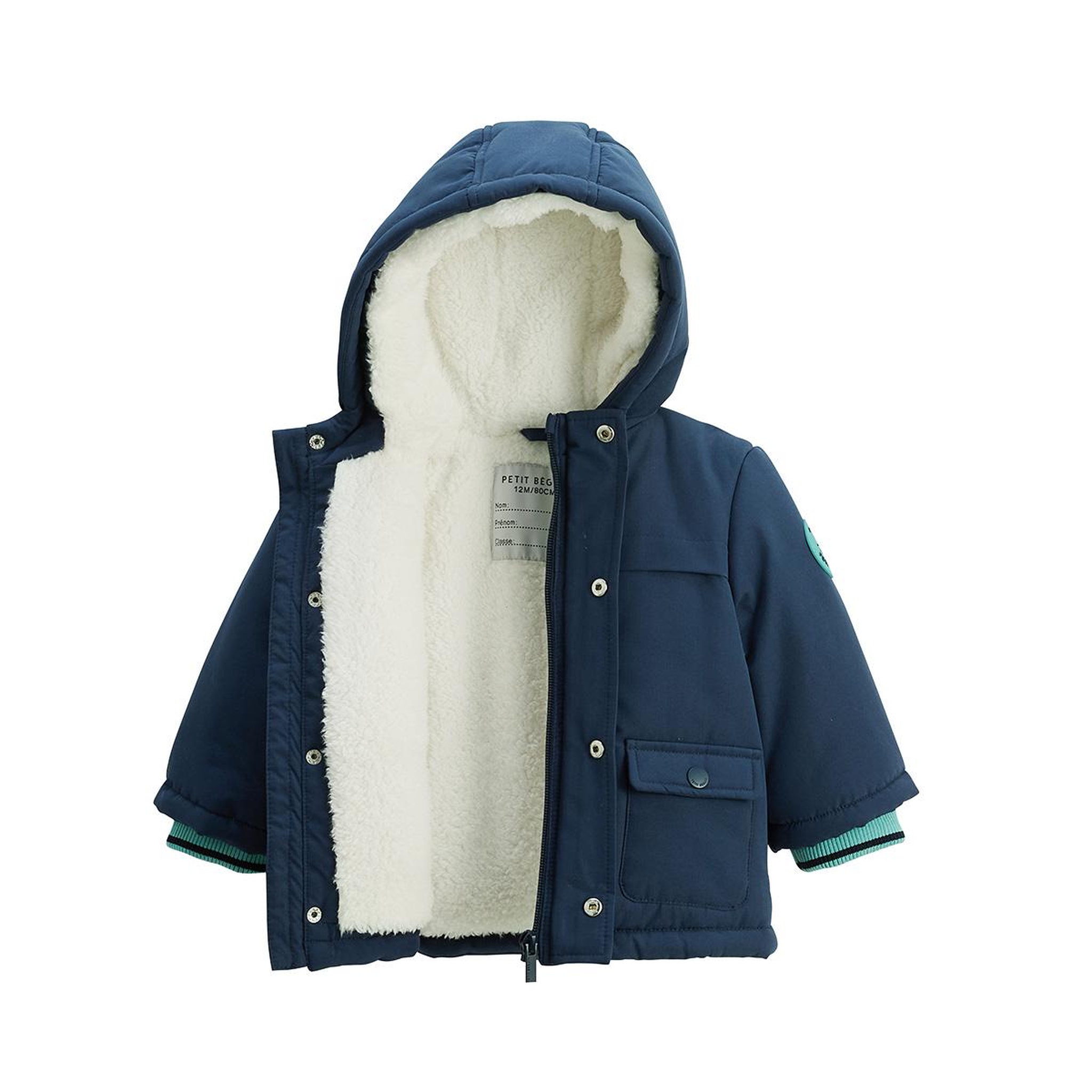 Voir la diapositive 3 : PETIT BEGUIN Manteau enfant imperméable doublé sherpa avec capuche oscar