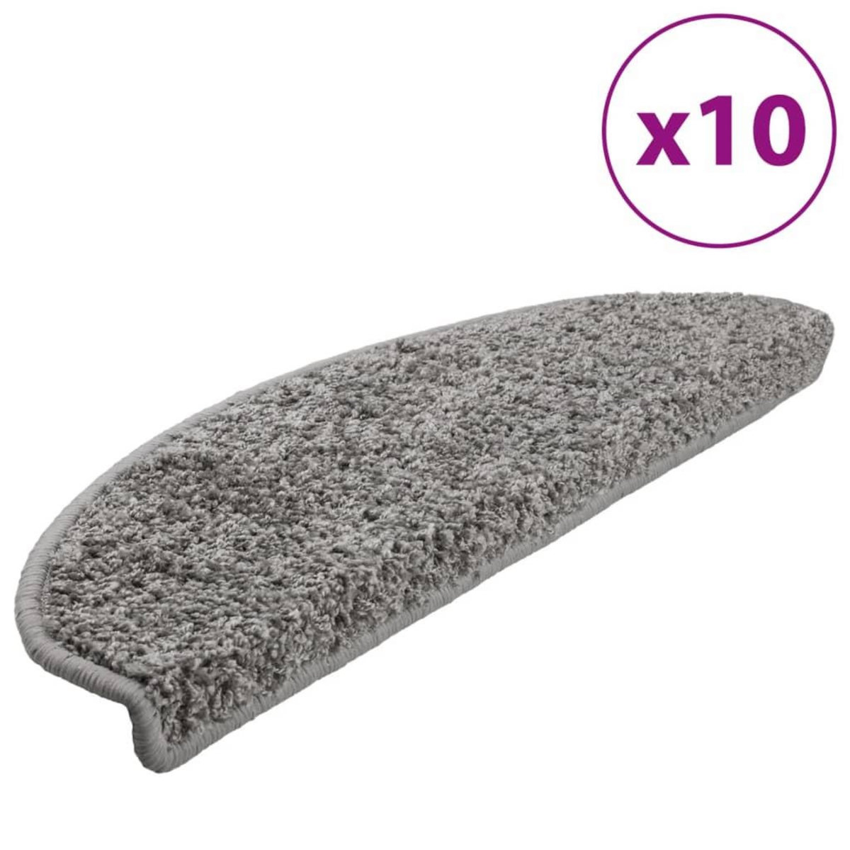 VIDAXL Tapis d'escalier 10 pcs 65x21x4 cm Gris