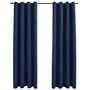Voir la diapositive 2 : VIDAXL Rideaux occultants avec anneaux en metal 2 pcs Bleu 140x245 cm