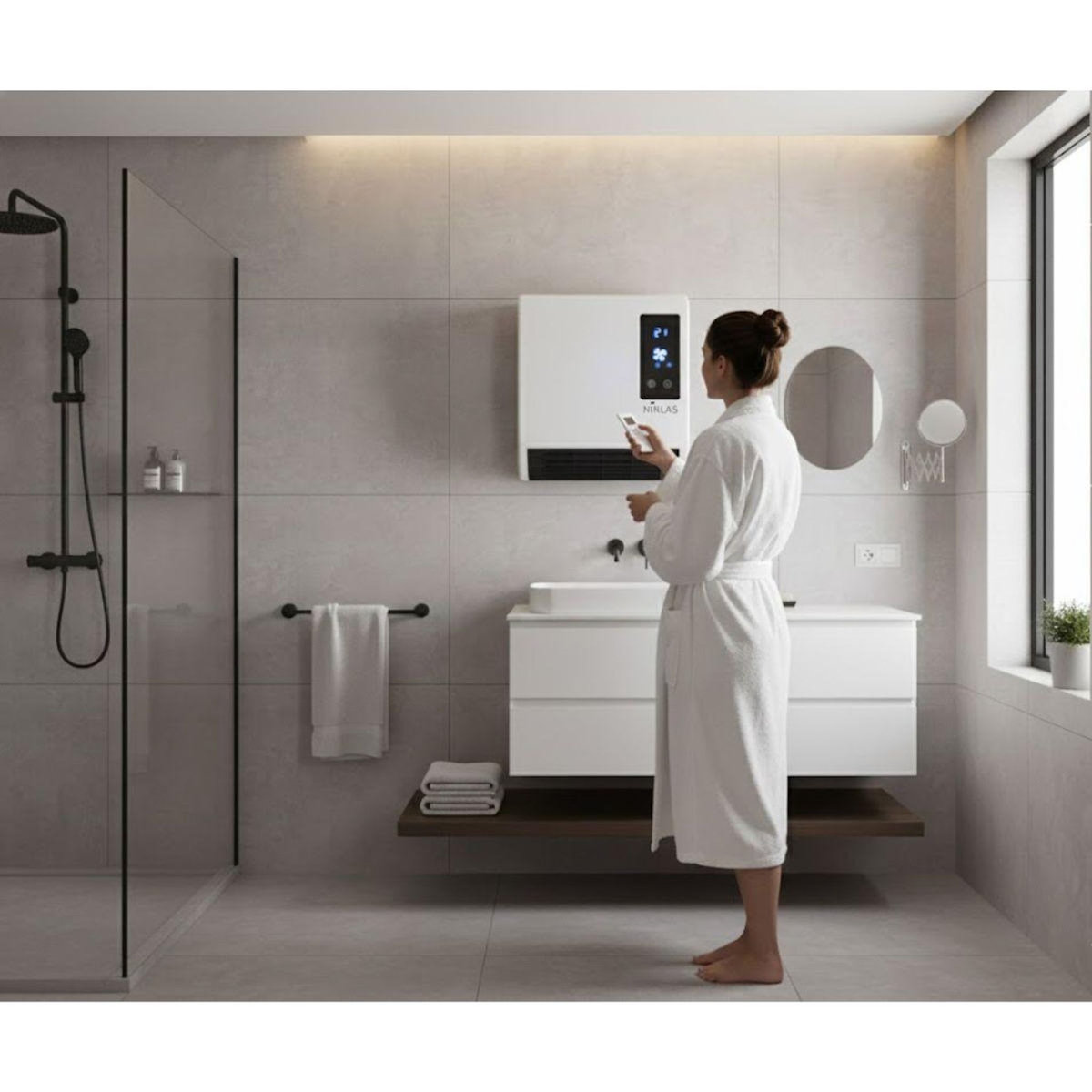 NIKLAS Chauffage électrique mural soufflant 2000W Trendy Numérique Programmable - Chauffage Salle de Bain Chauffe jusqu'à 20 m2  NIKLAS