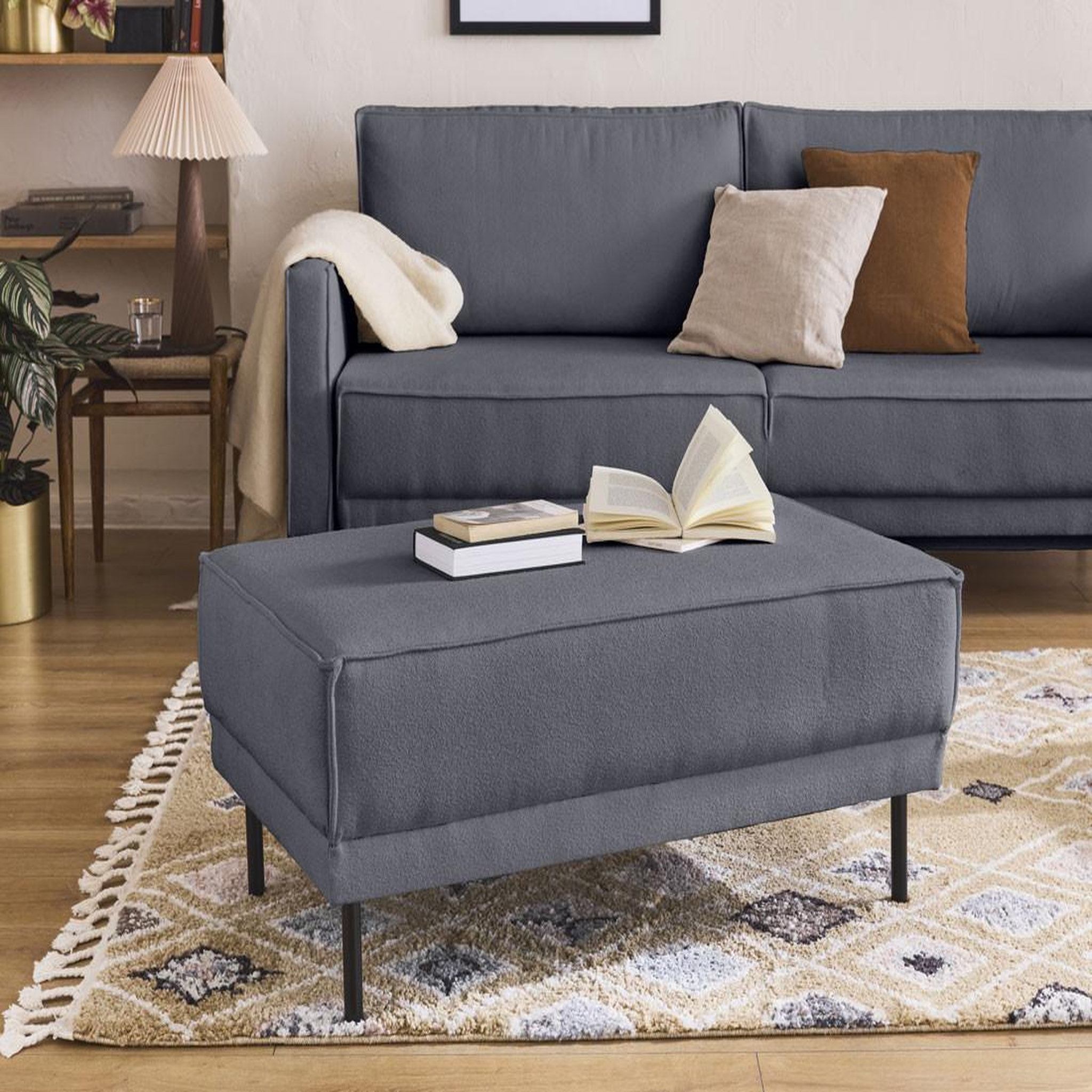 Voir la diapositive 1 : LISA DESIGN Charlie - pouf - pieds hauts - en tissu