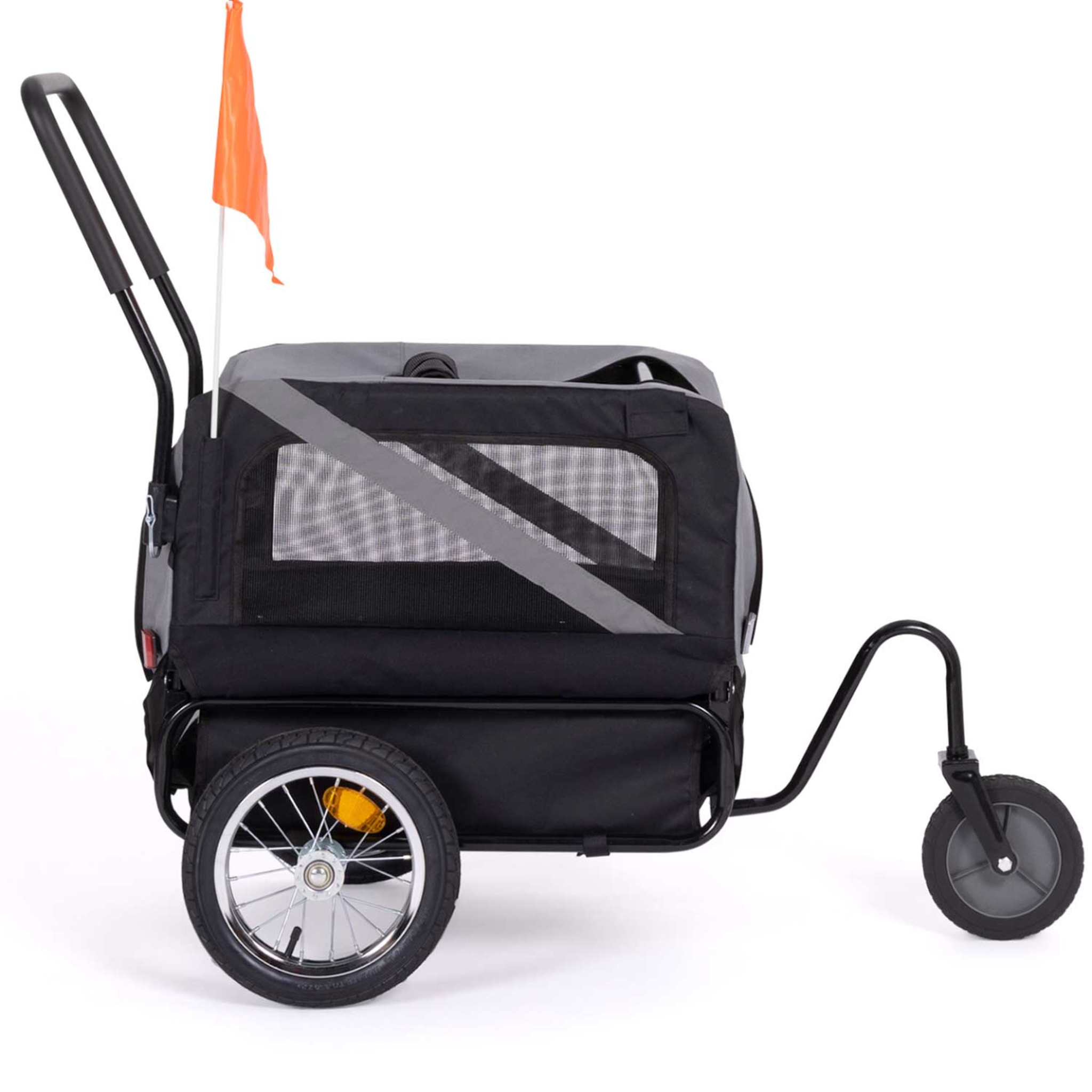 Voir la diapositive 3 : ID MARKET Remorque à vélo pour chien TILLY avec réflecteurs 128 x 52 x 102 cm pour animaux de compagnie