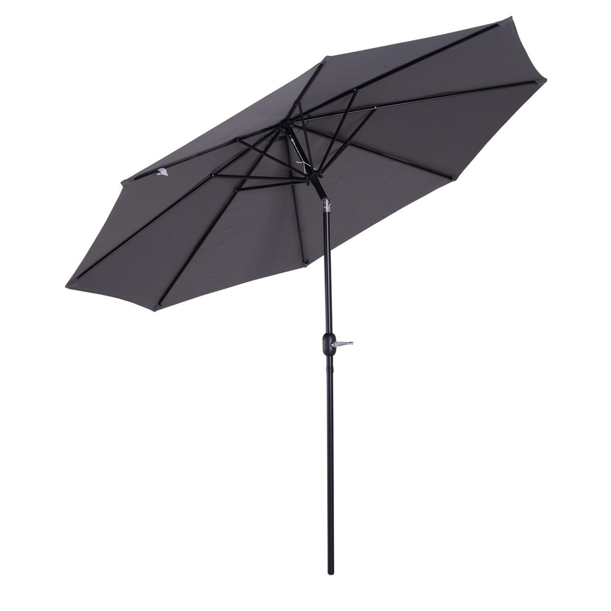OUTSUNNY Parasol en métal rond polyester 180g/m² manivelle inclinable Ø 3 x 2,45 m gris