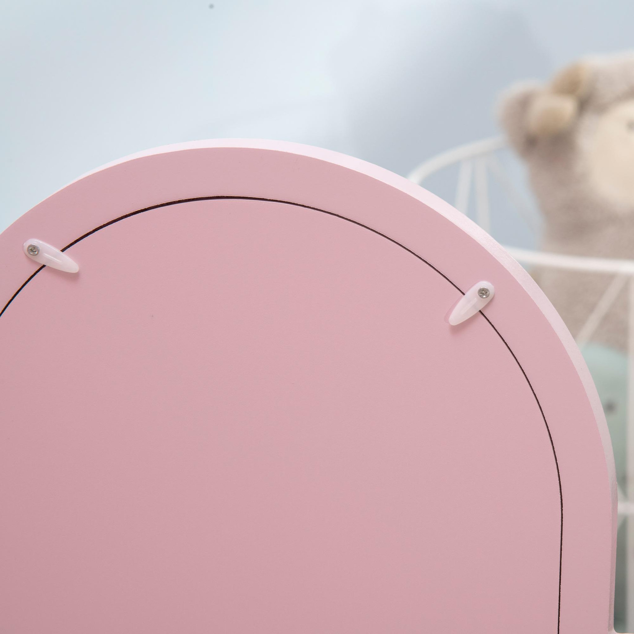 Voir la diapositive 6 : HOMCOM Coiffeuse enfant design girly - tabouret inclus - dim. 52L x 32l x 85H cm - tiroir, 3 miroirs - MDF bois de pin - rose poudré