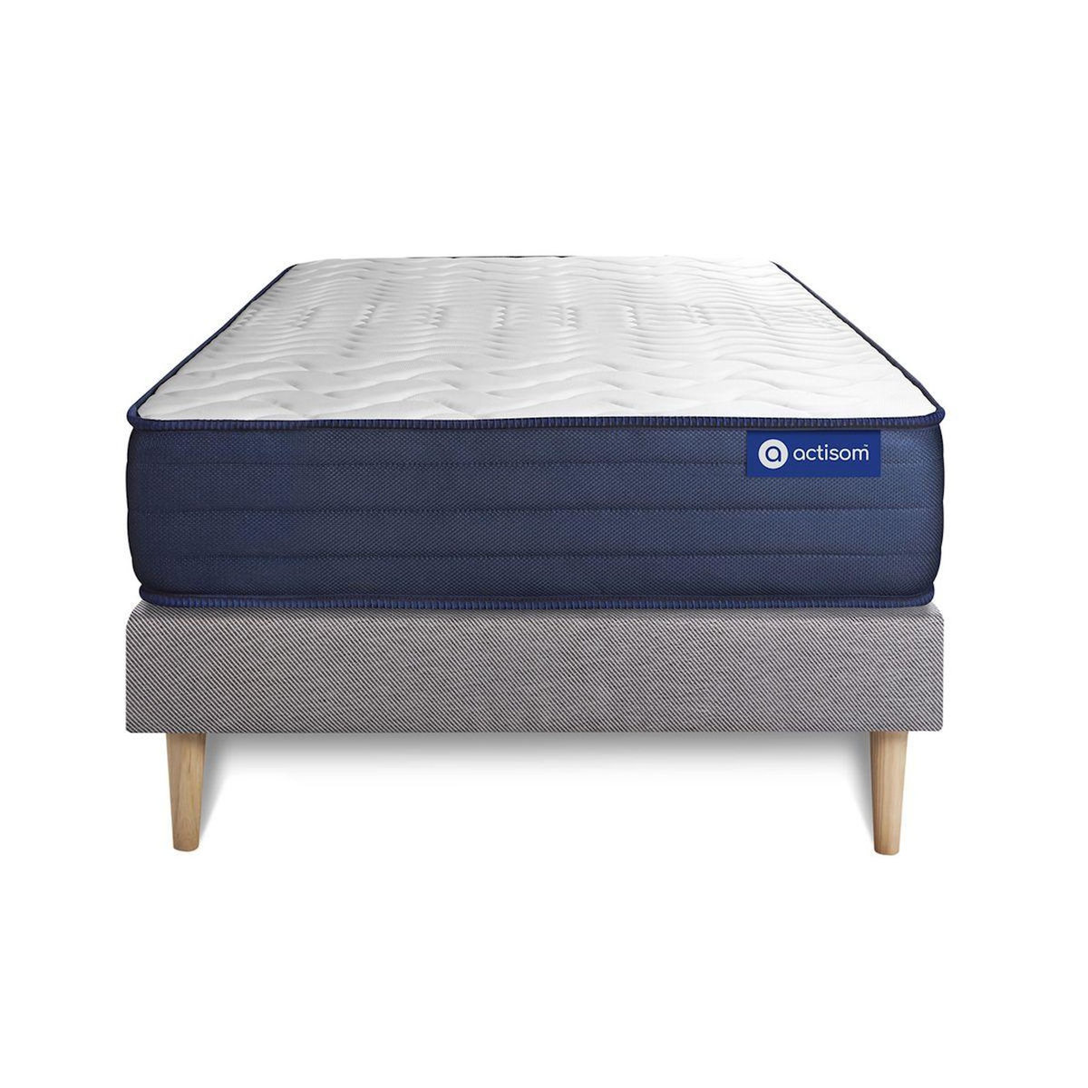 ACTISOM Ensemble matelas ACTIMEMO LIFE 80x200 Mémoire de forme 5zones de confort + sommier KIT gris
