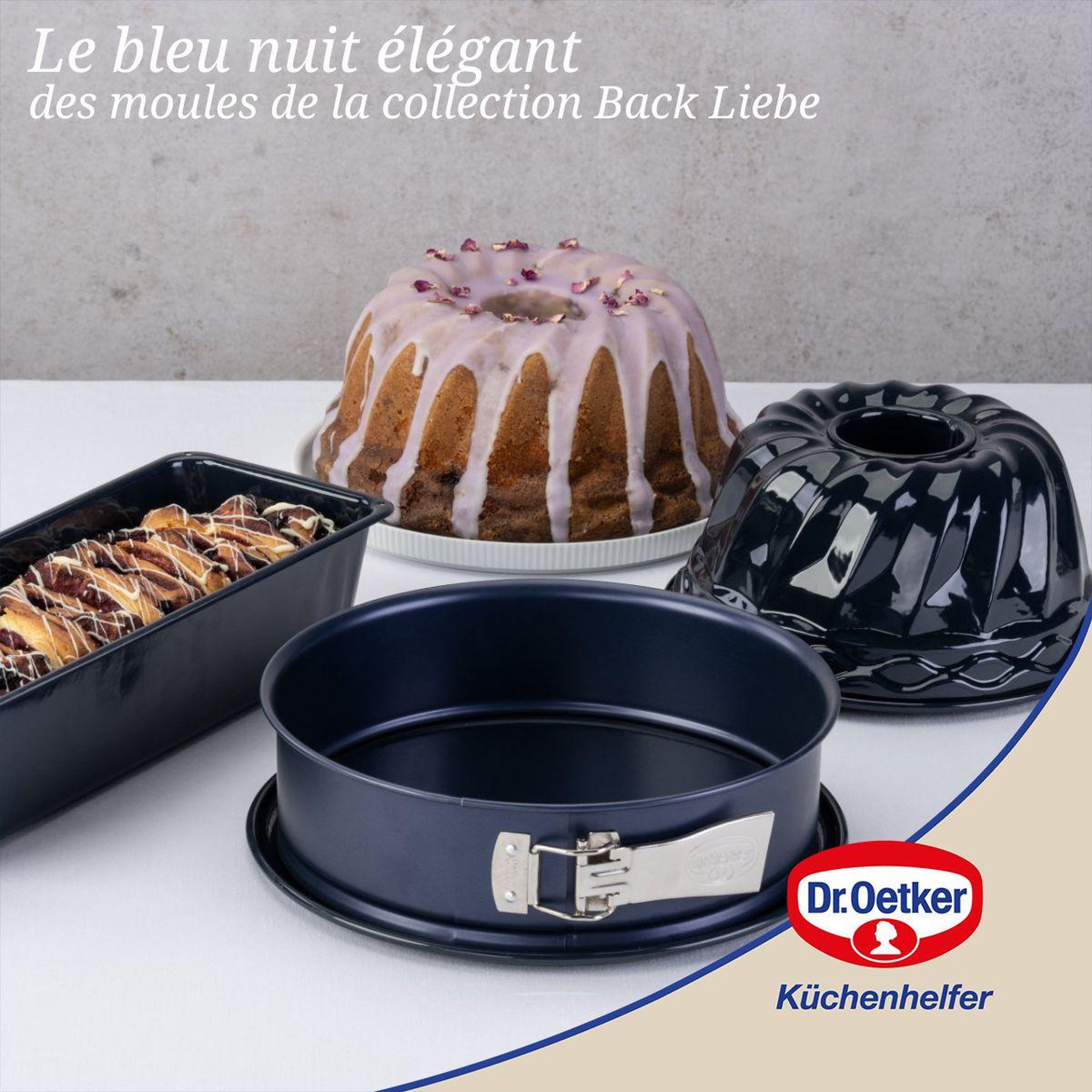 Voir la diapositive 4 : DR.OETKER Lot de 2 moules à gâteaux 28/28 cm en acier dr oetker back-liebe