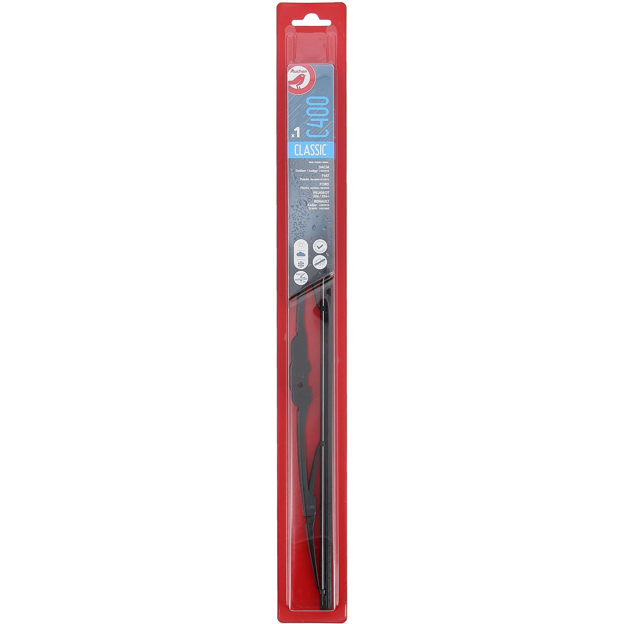 Voir la diapositive 2 : AUCHAN Balai d'essuie-glace C400 41cm pour DACIA FIAT FORD PEUGEOT RENAULT