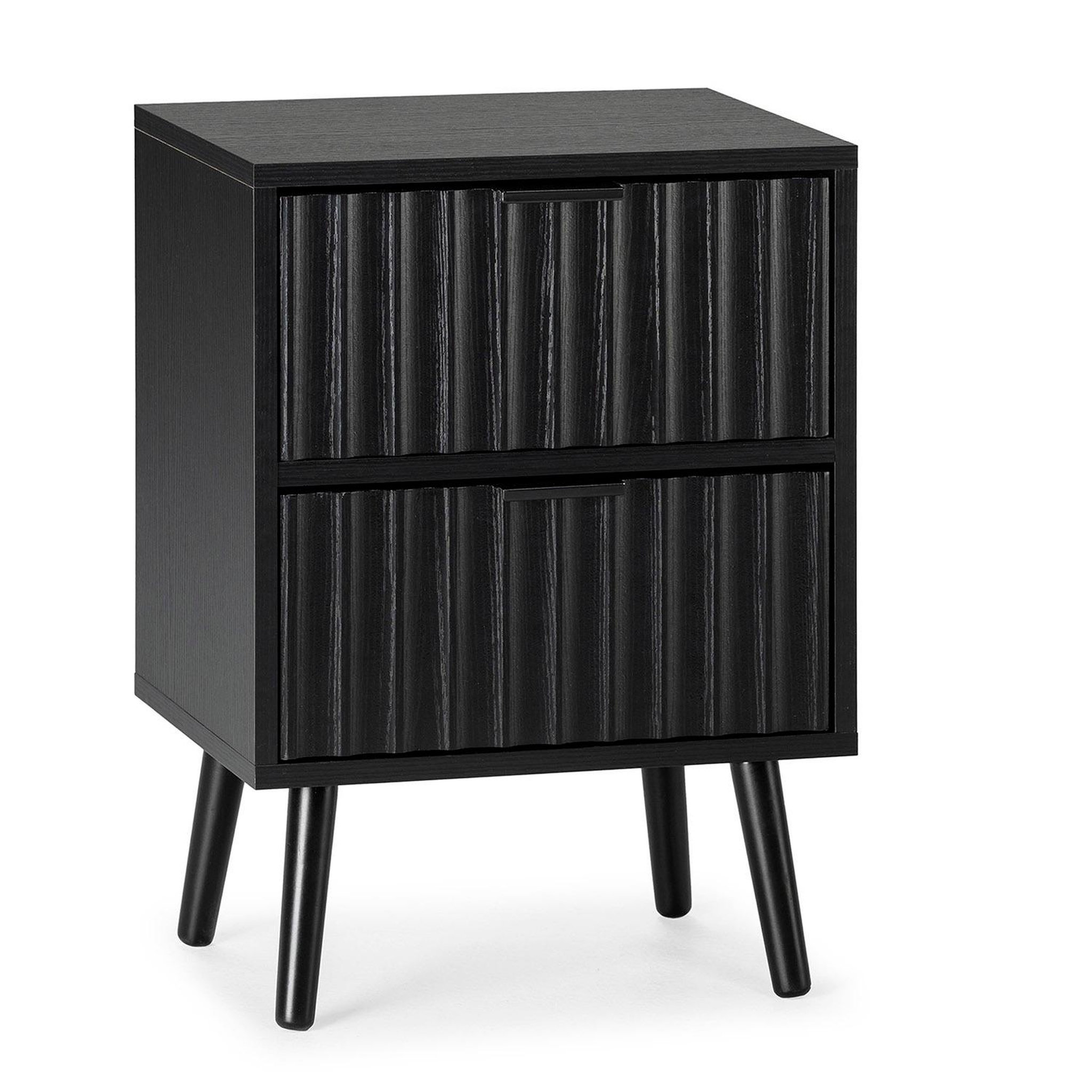 VS VENTA-STOCK Table de chevet Lluvia 2 tiroirs couleur noir