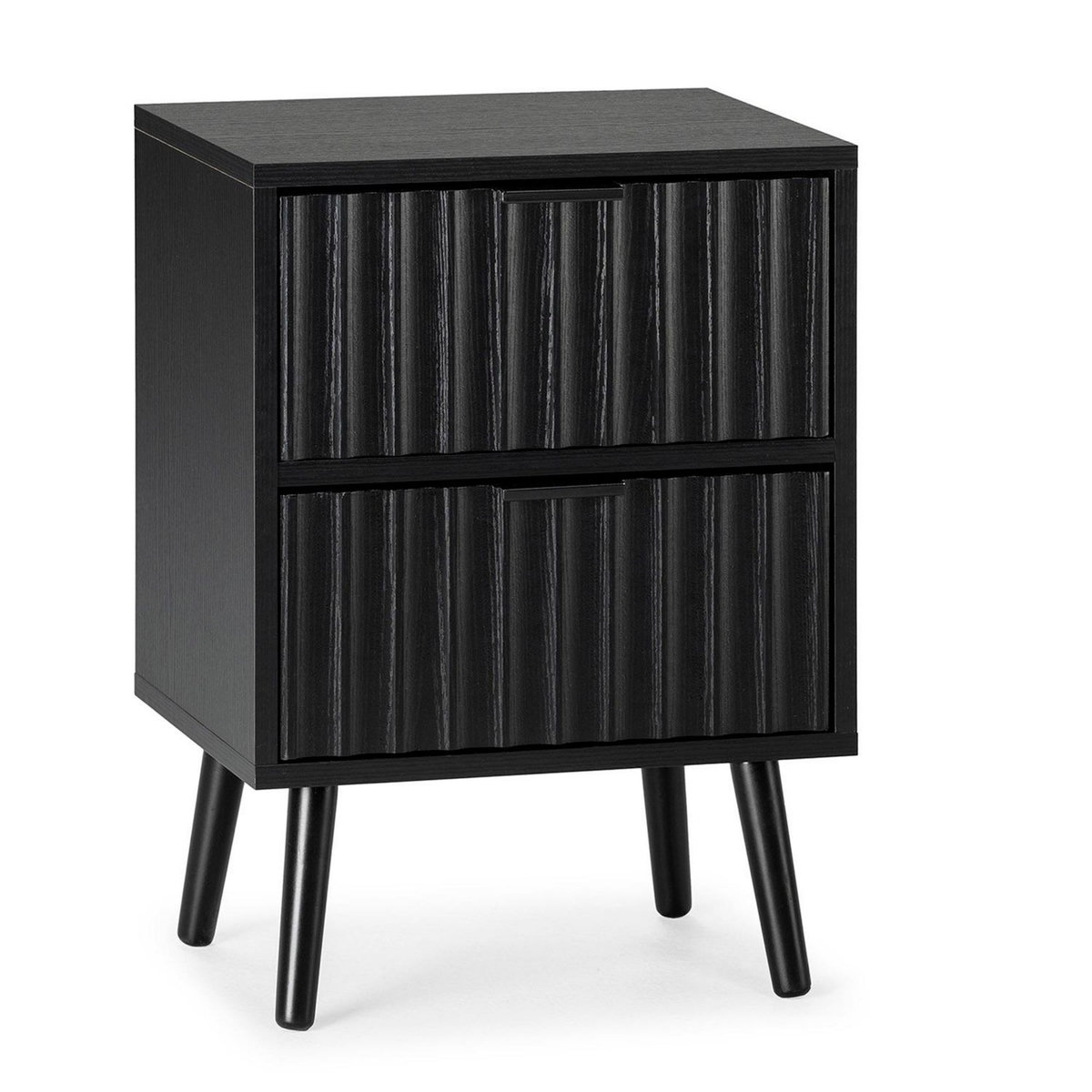 VS VENTA-STOCK Table de chevet Lluvia 2 tiroirs couleur noir