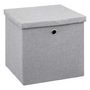 Voir la diapositive 3 : FIVE Lot de 2 boites de rangement en tissu avec couvercle - 31x31x31cm - Gris