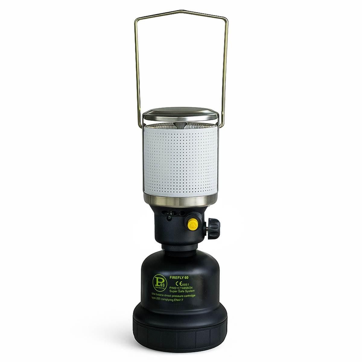 INTEC Lampe à gaz 1100W Allumage Piezo Coque Métal - Lampe de Camping Extérieure Cartouche gaz Butane 190g Perçables INTEC