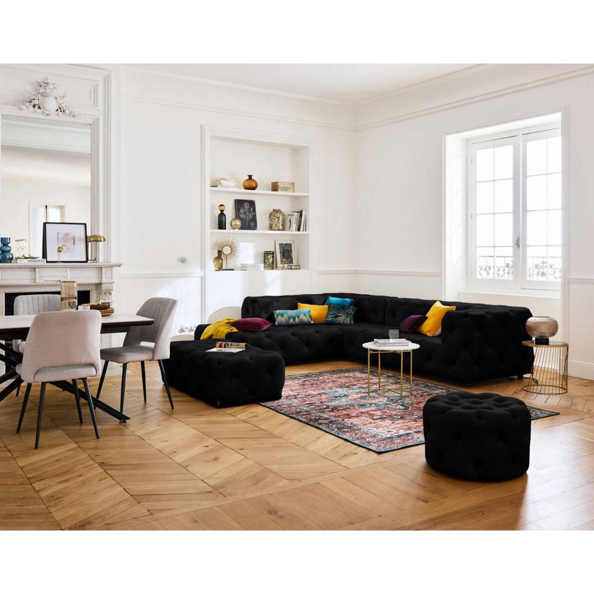 LISA DESIGN Gallata - canapé chesterfield d'angle gauche - 5 places - en velours