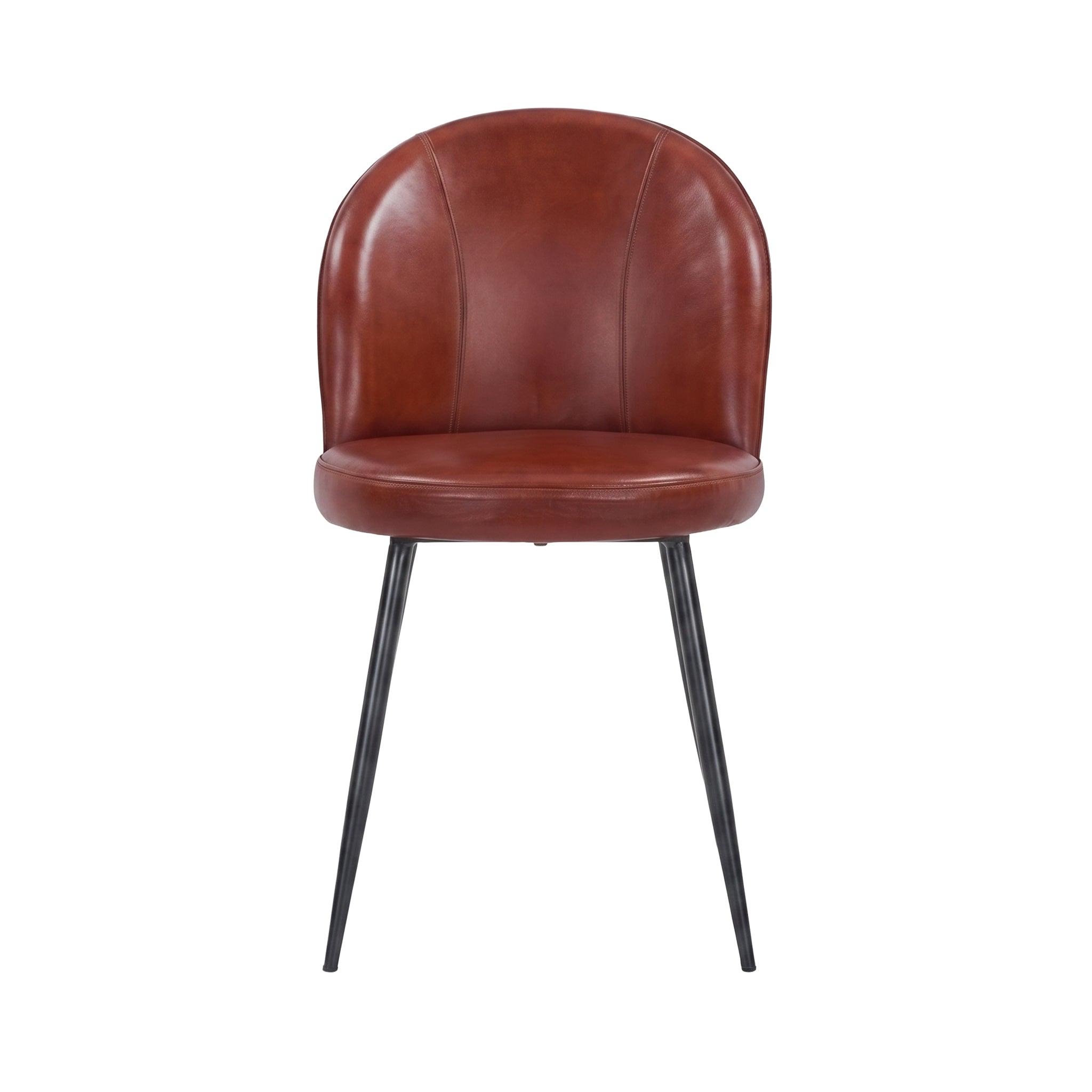 MAISON PAVANE Lot de 2 chaises en cuir de buffle marron rouge-célestin
