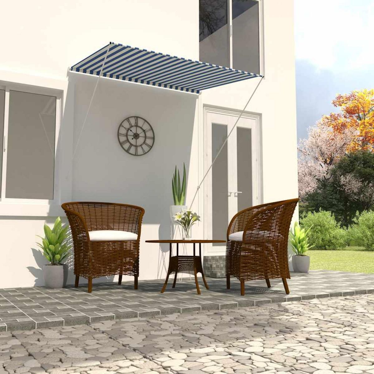 VIDAXL Auvent retractable 150x150 cm Bleu et blanc