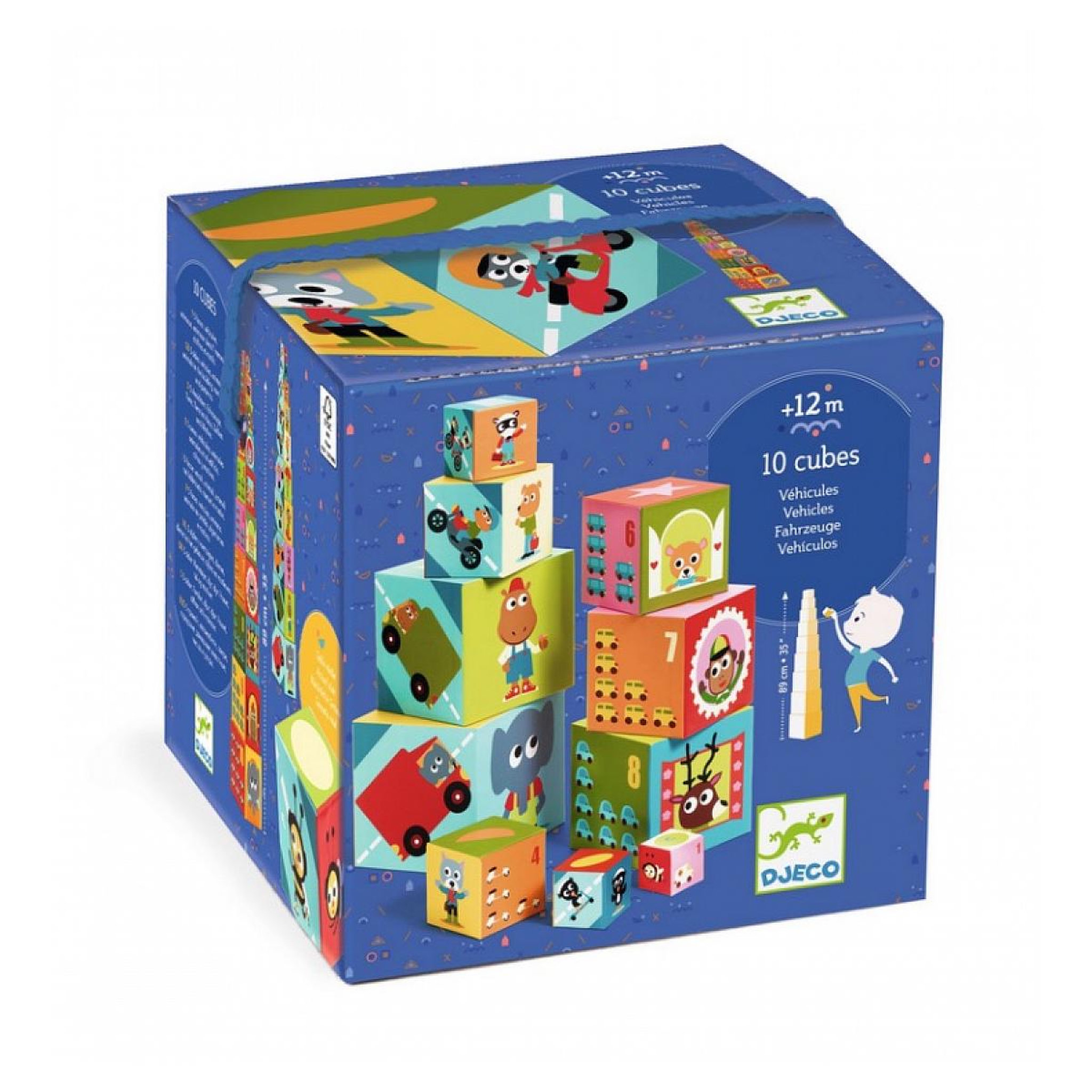 Voir la diapositive 1 : Djeco 10 Cubes premiere ages  Vehicules