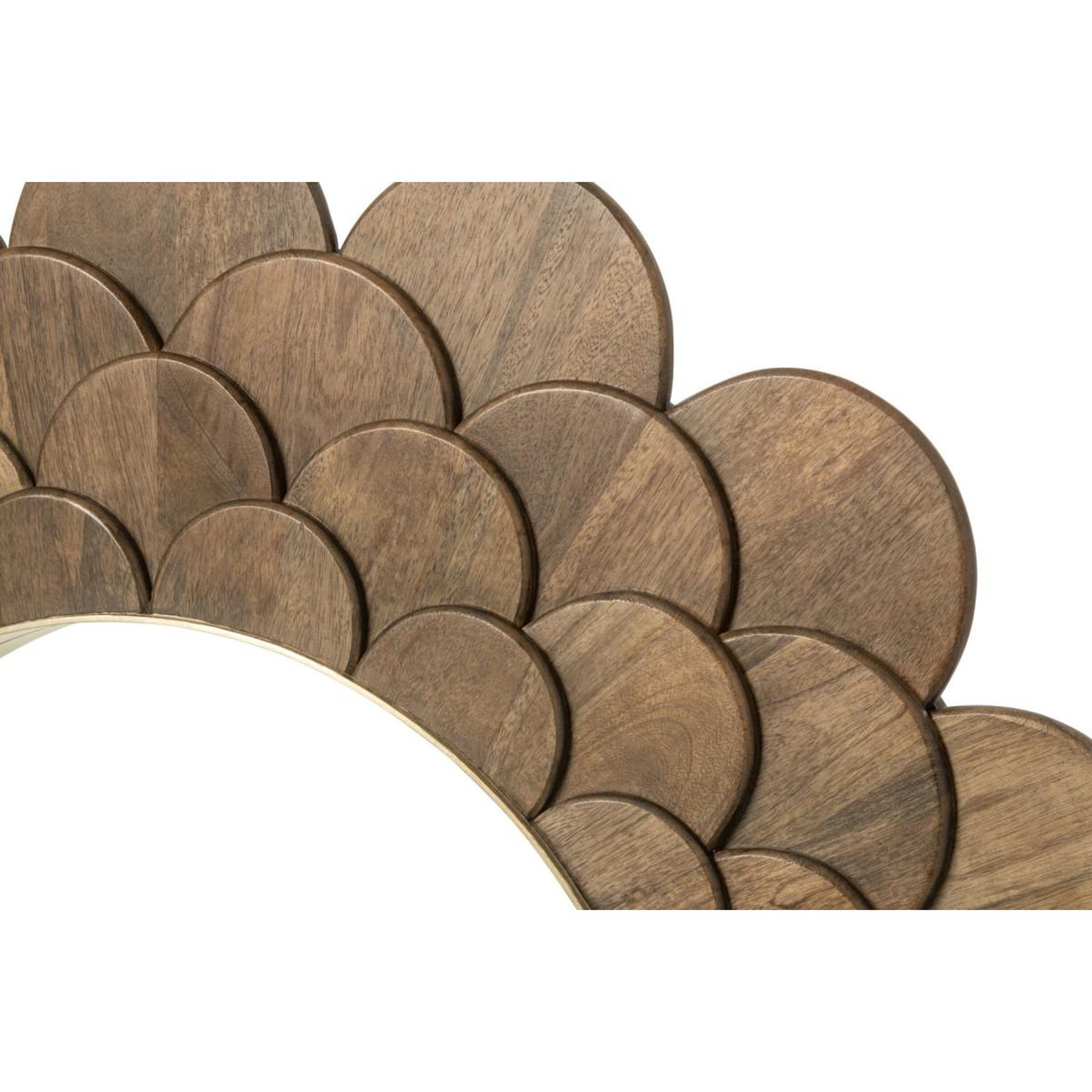 Voir la diapositive 2 : J-LINE Miroir mural en bois  fleurs  120cm marron