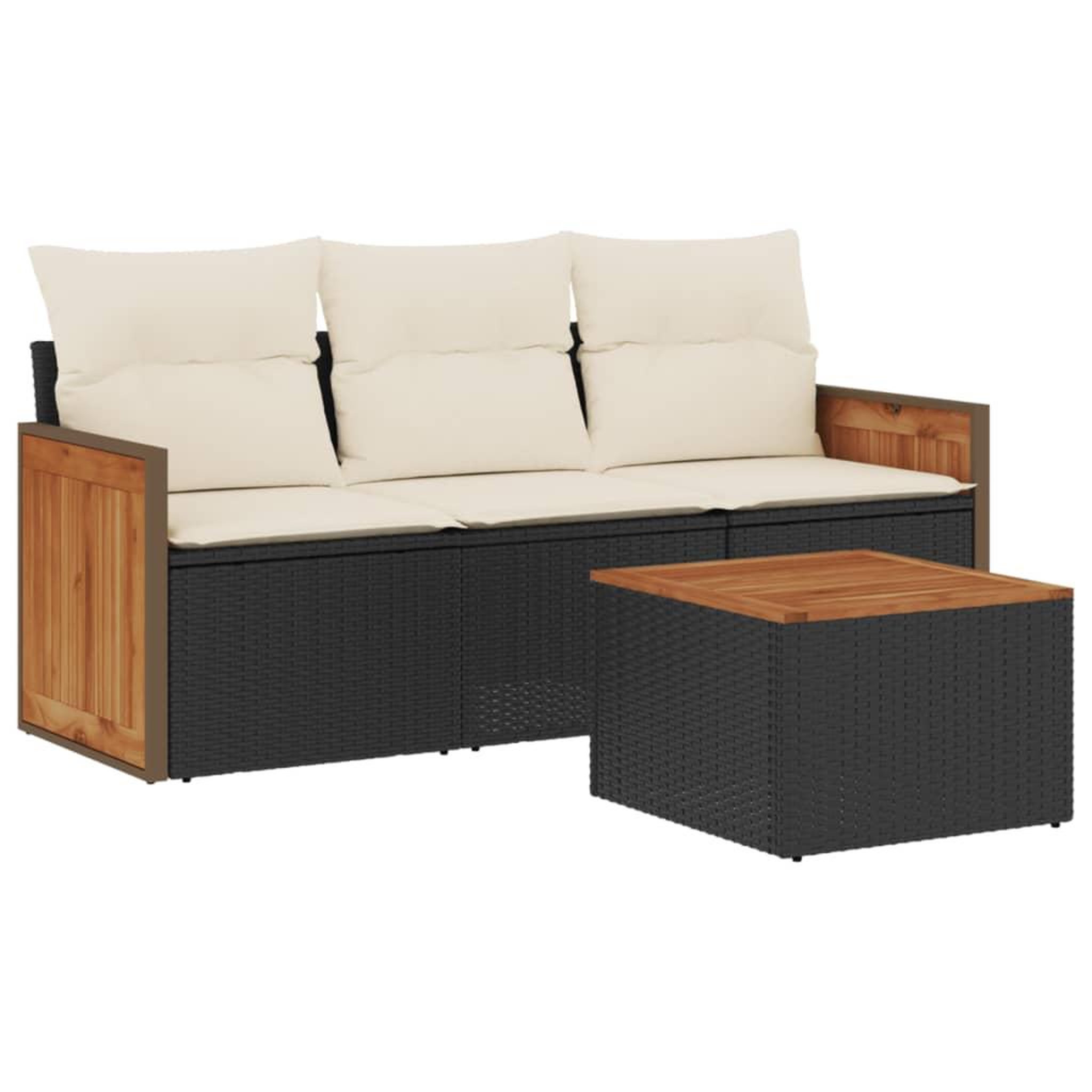 Voir la diapositive 2 : VIDAXL Salon de jardin 4 pcs avec coussins noir resine tressee