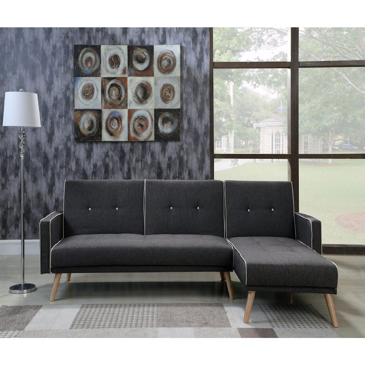 Habitat et Jardin Canapé d'angle convertible et réversible  Jules  - 3 places - Gris