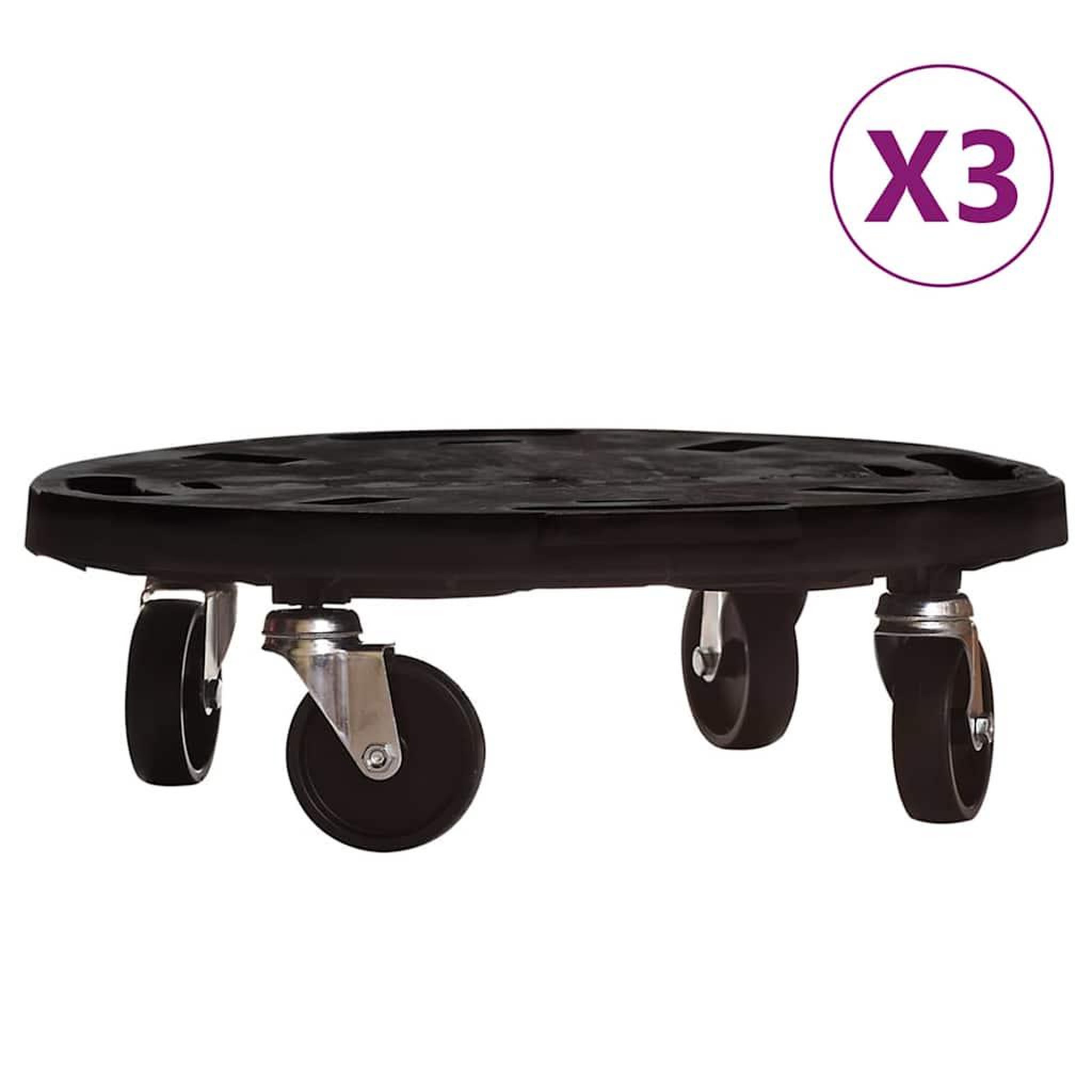 VIDAXL Chariots a plantes avec roues 3 pcs diametre 40 cm noir 275 kg