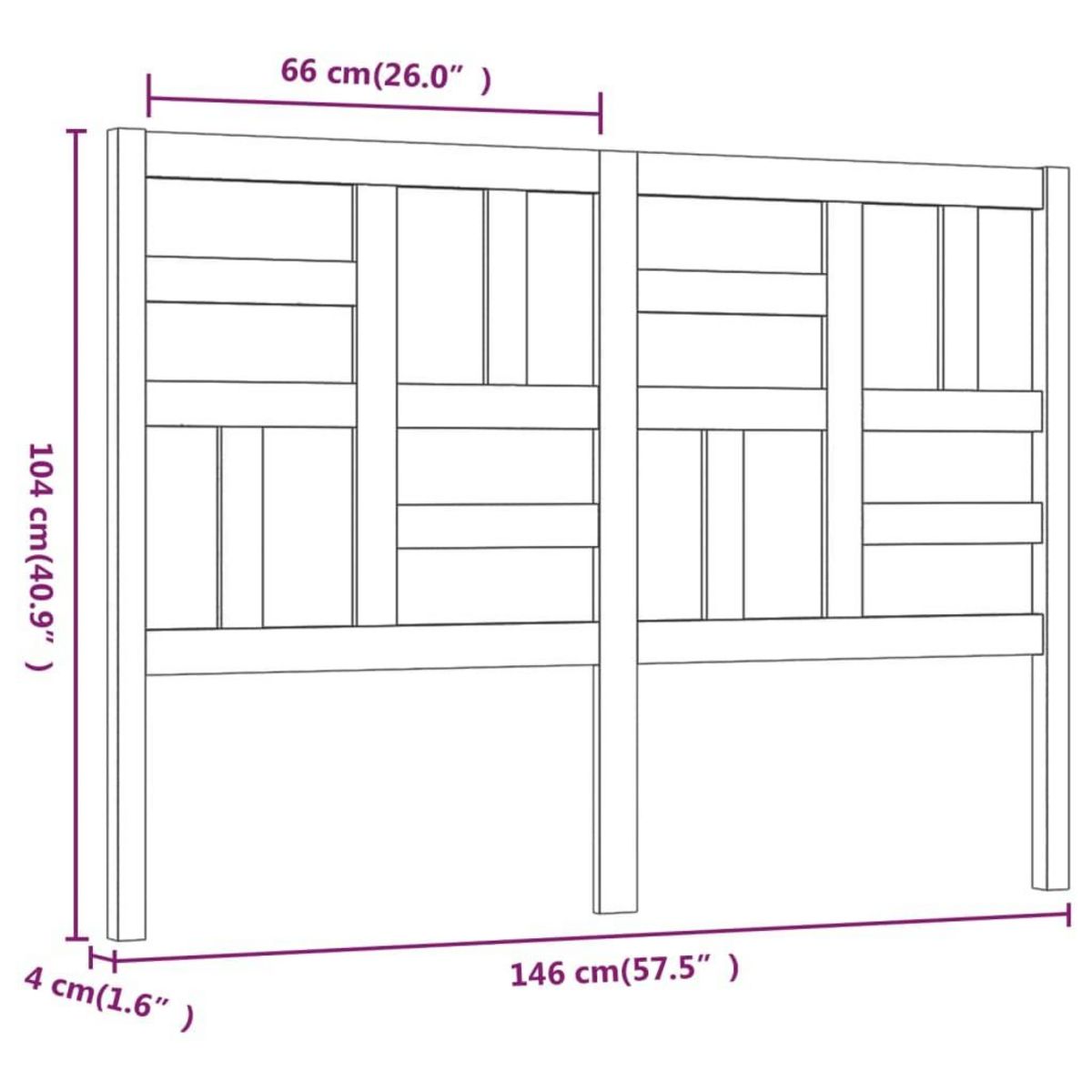 VIDAXL Tete de lit 146x4x104 cm Bois massif de pin
