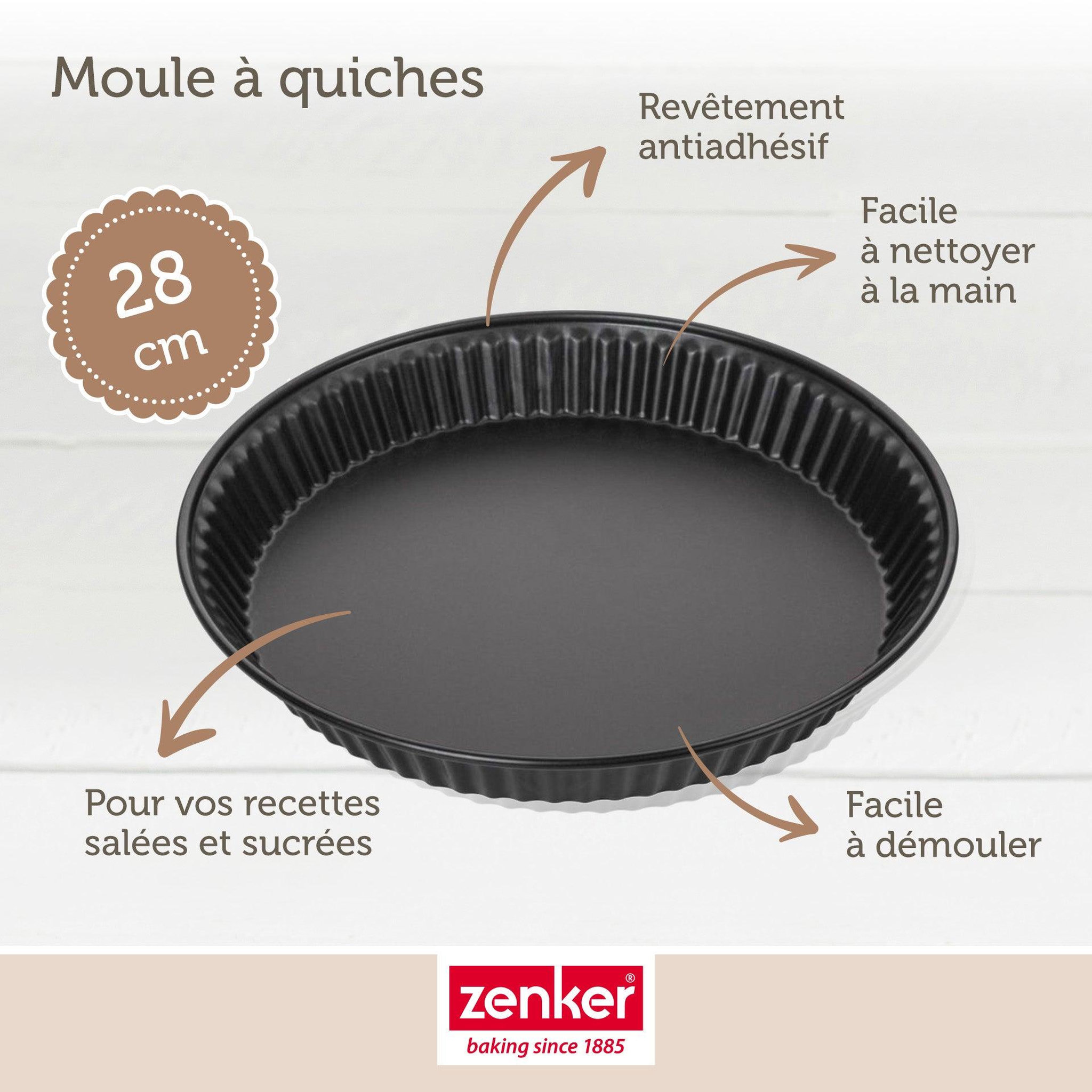 Voir la diapositive 3 : ZENKER Lot de 2 moules à quiche lorraine 28 cm zenker spécial countries
