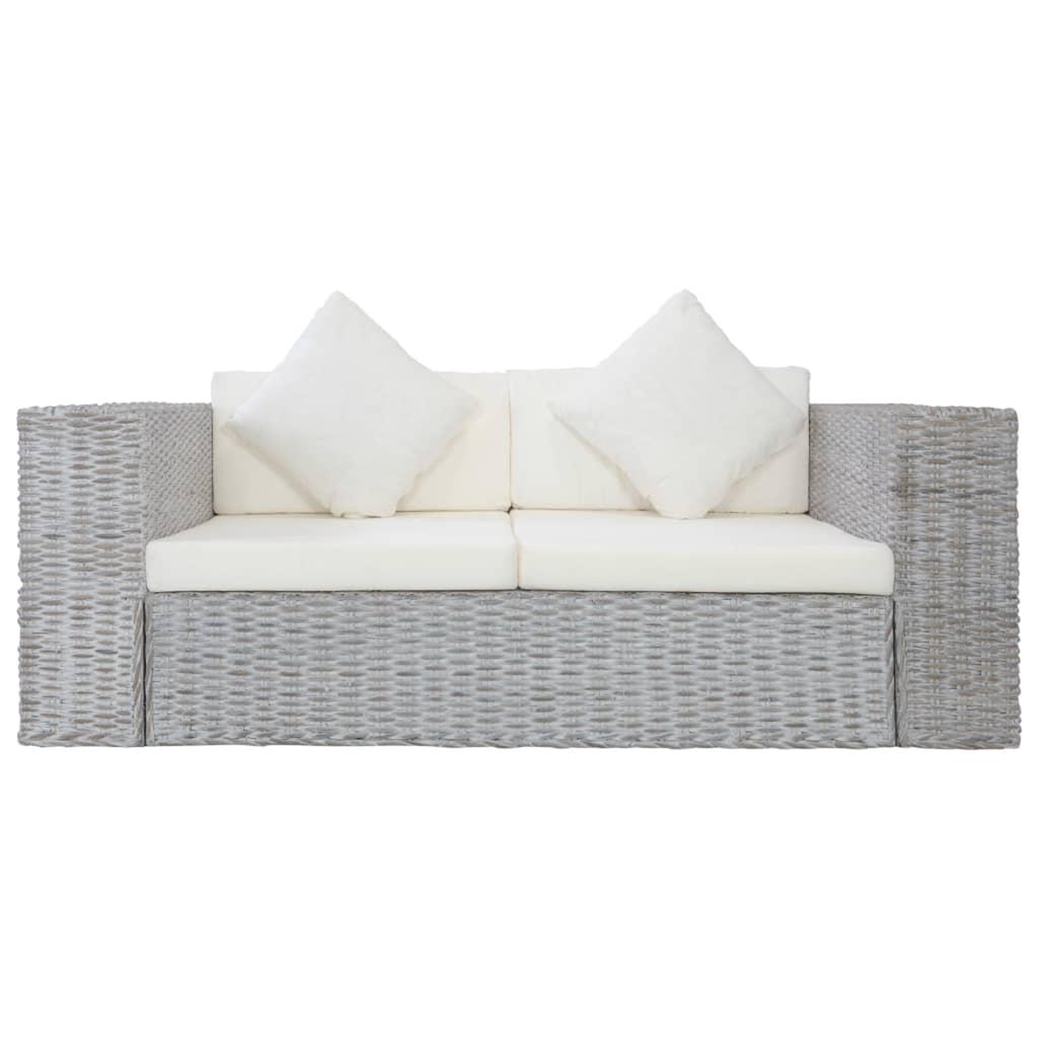 Voir la diapositive 3 : VIDAXL Canape a 2 places avec coussins Gris Rotin naturel