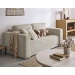 BEST MOBILIER Topaze - canapé droit 2 places - en velours côtelé. Coloris disponibles : Vert, Orange, Gris, Beige, Bleu