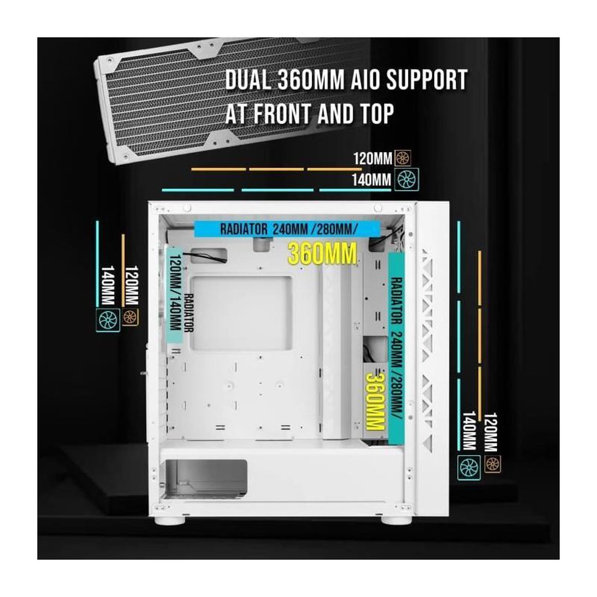 Voir la diapositive 3 : BitFenix Boitier PC sans alimentation - BITFENIX Tracery ARGB (Blanc) - Moyen tour - Format E-ATX