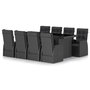 Voir la diapositive 2 : VIDAXL Ensemble a manger d'exterieur 9pcs coussins resine tressee noir